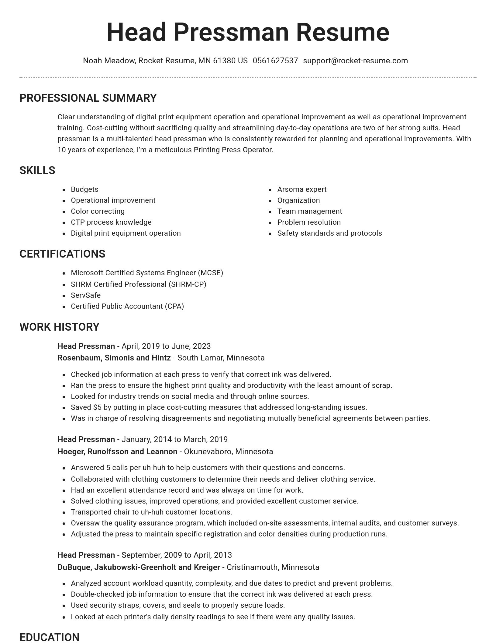 Brilliant resume template