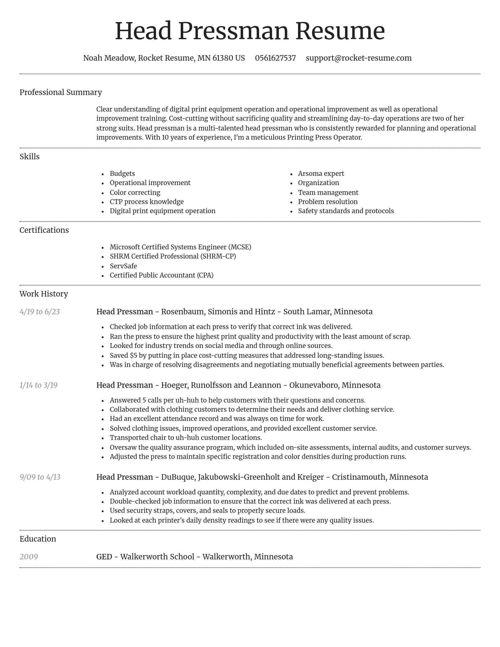 Dignified resume template