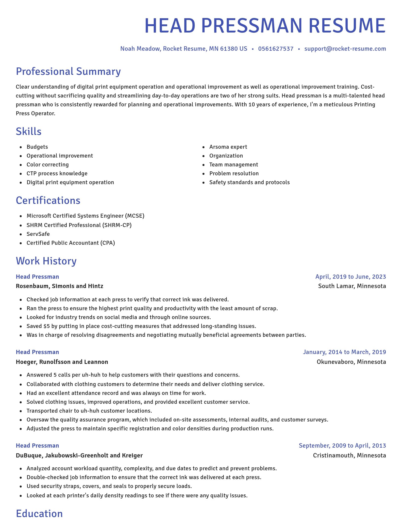 Novel resume template