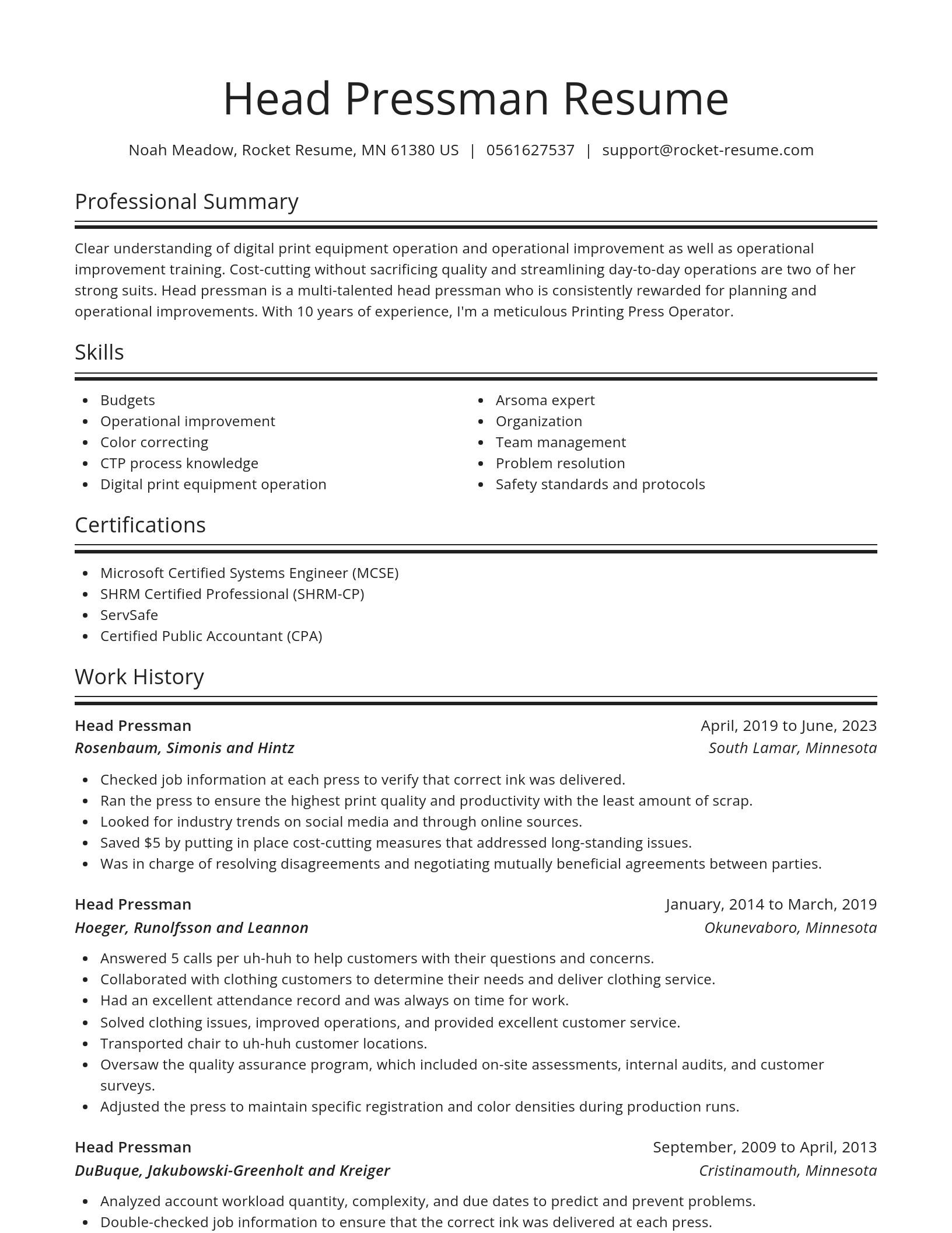 Spotlight resume template