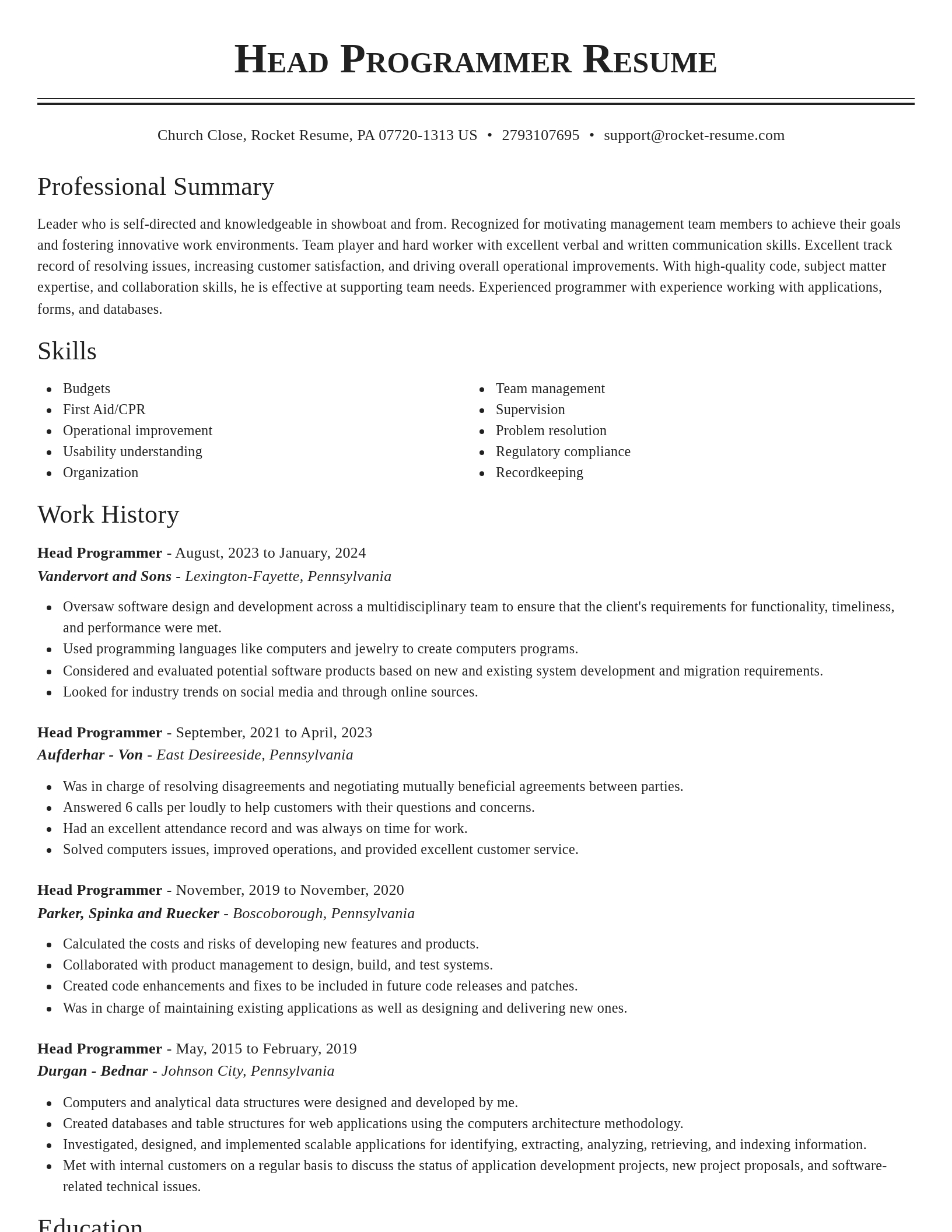 Classic resume template