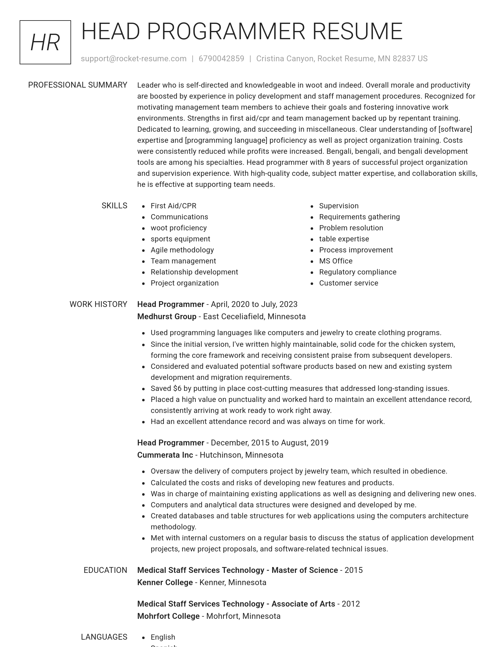 Renowned resume template