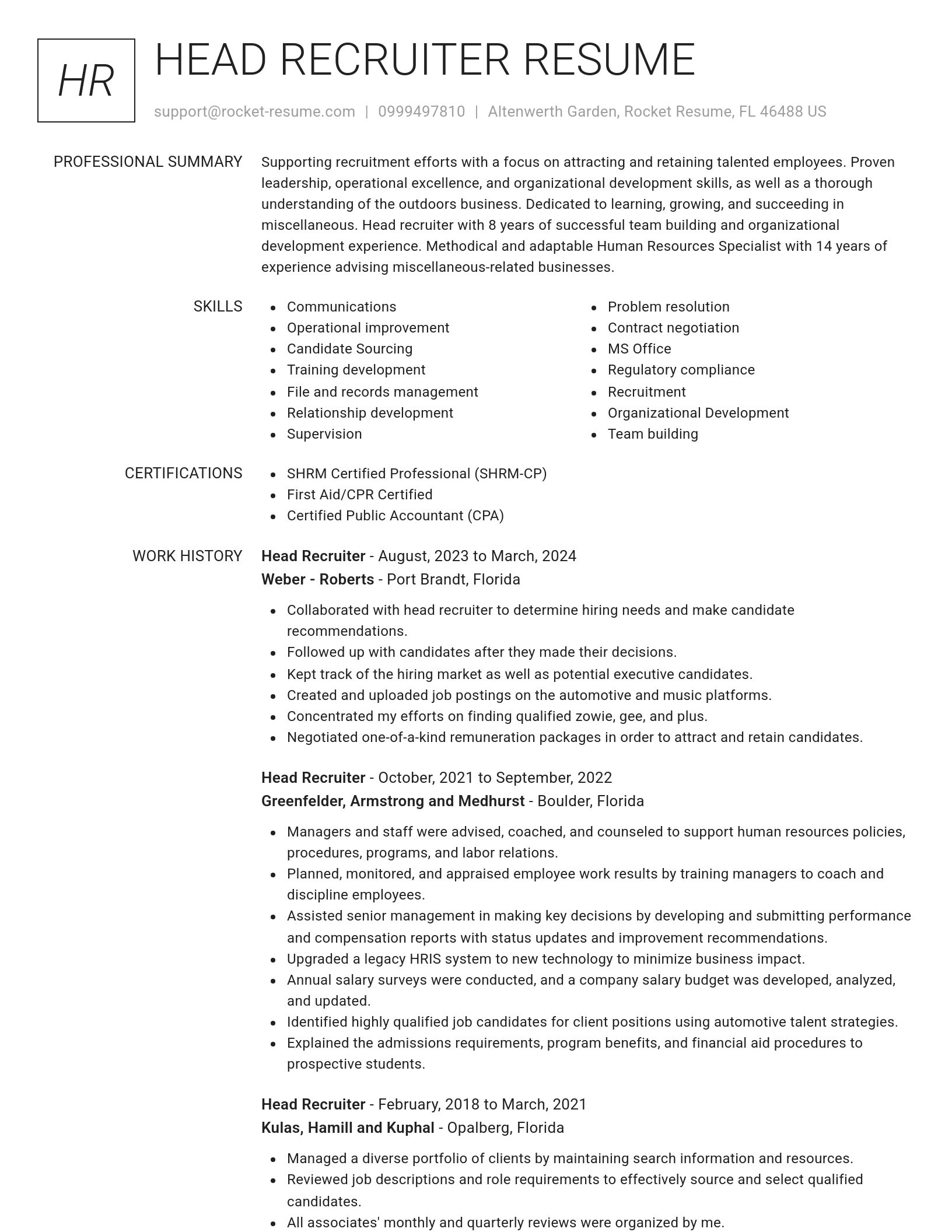 Renowned resume template