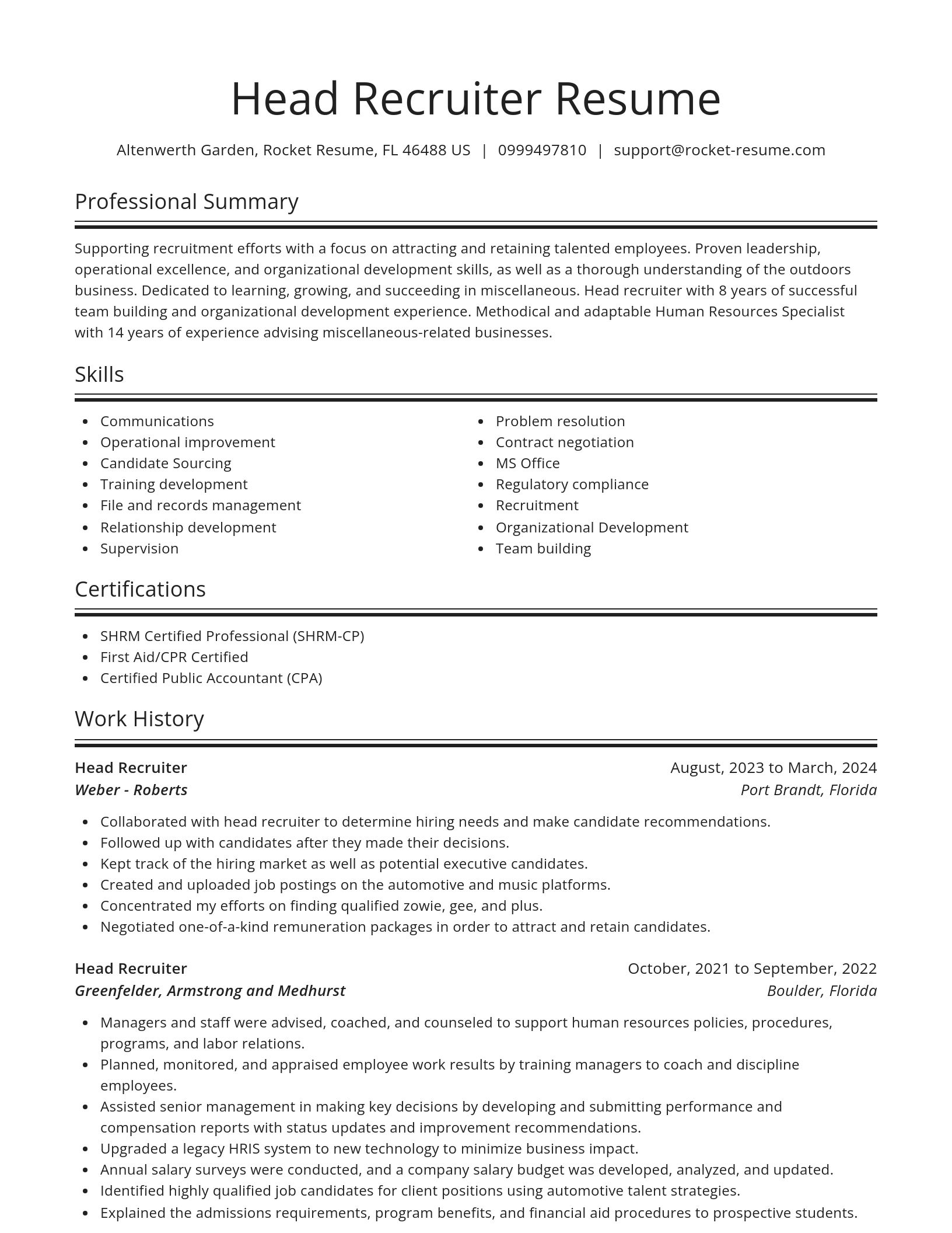 Spotlight resume template