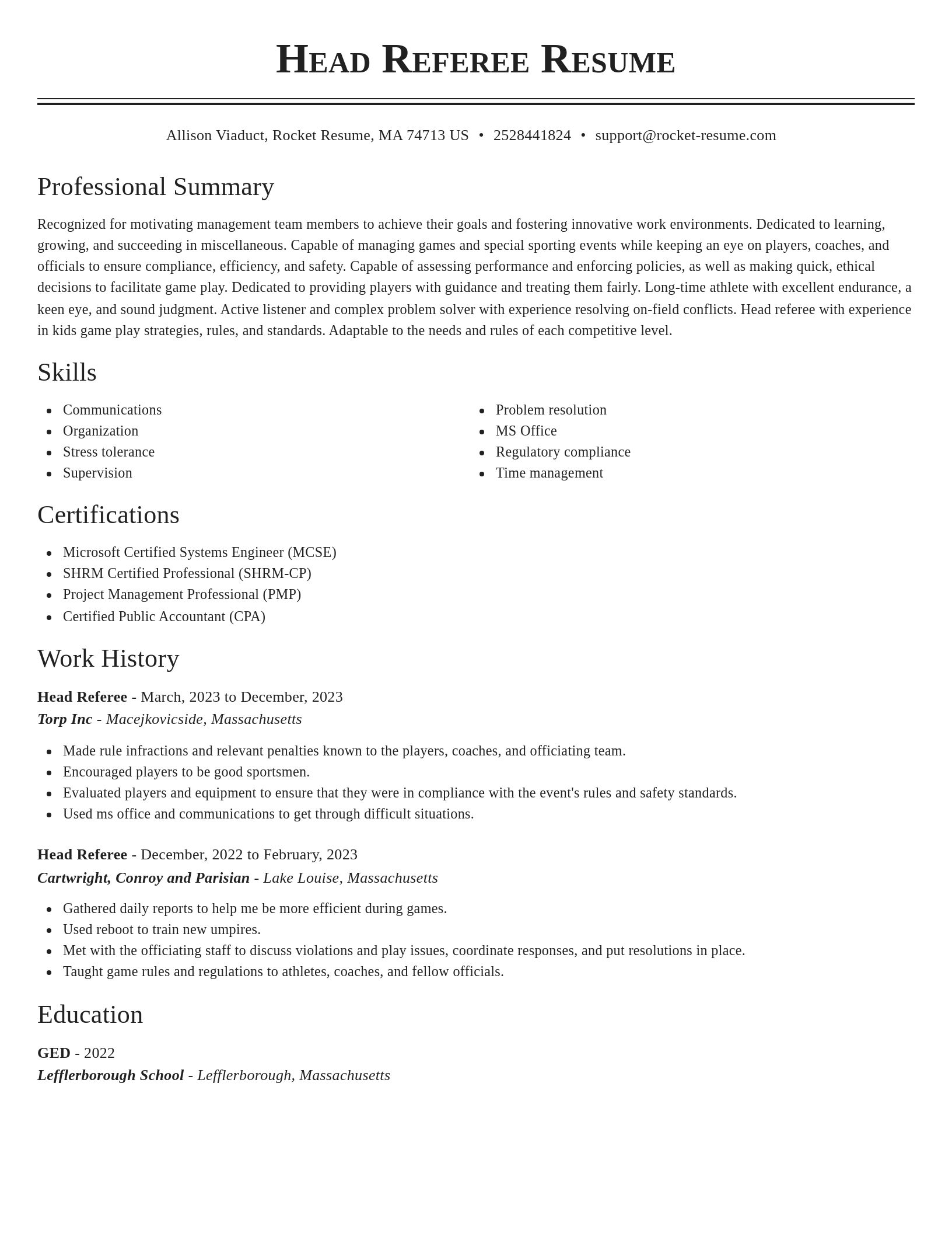 Classic resume template