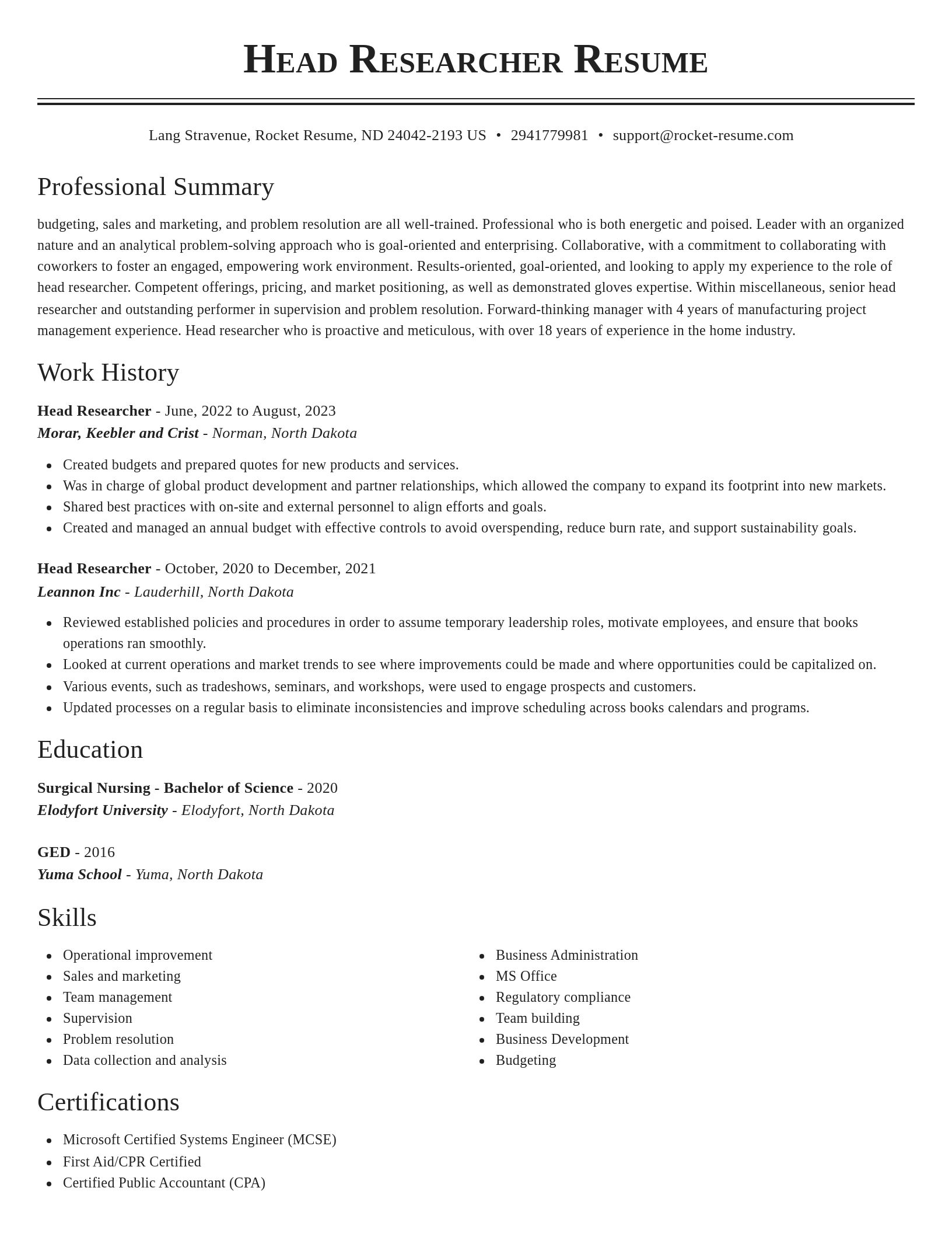 Classic resume template
