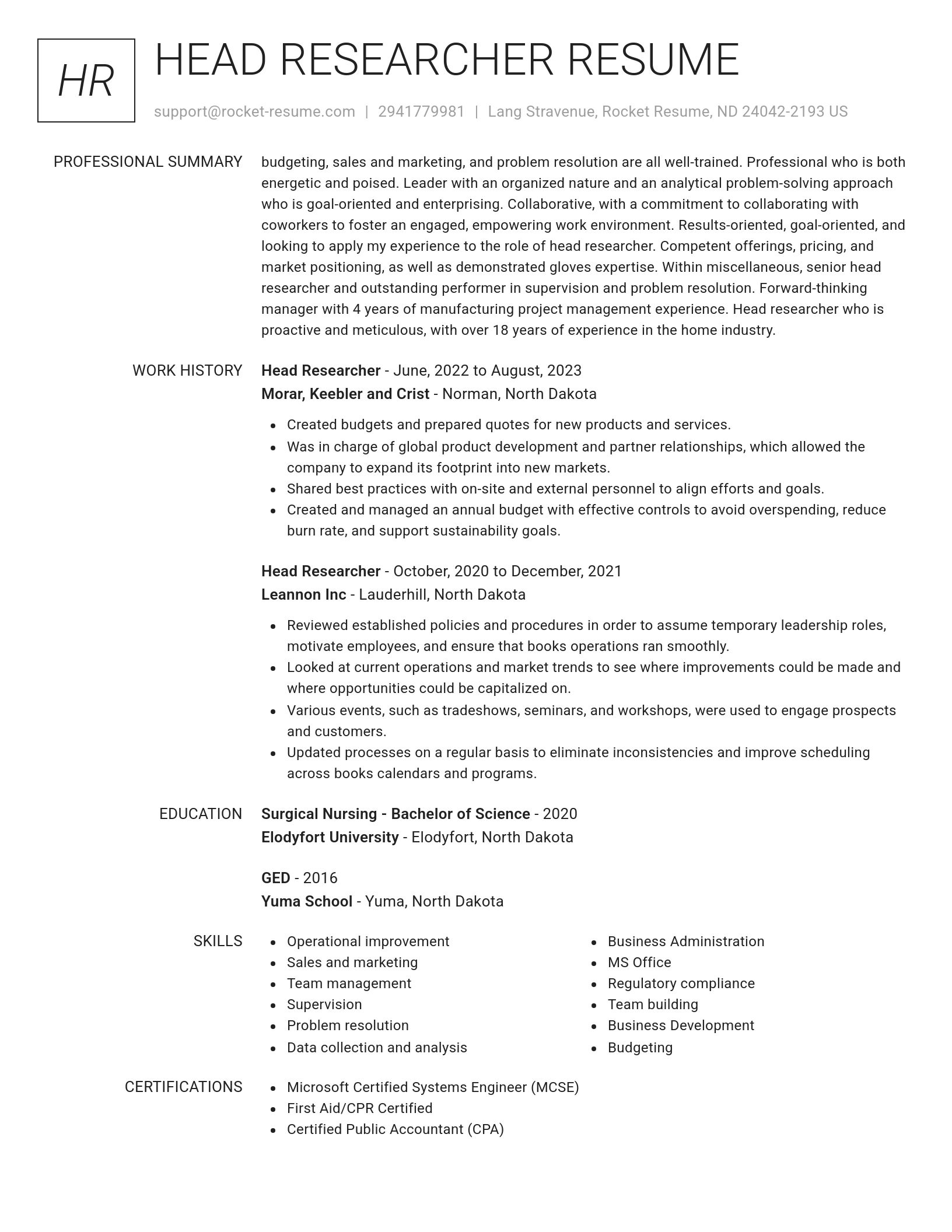 Renowned resume template