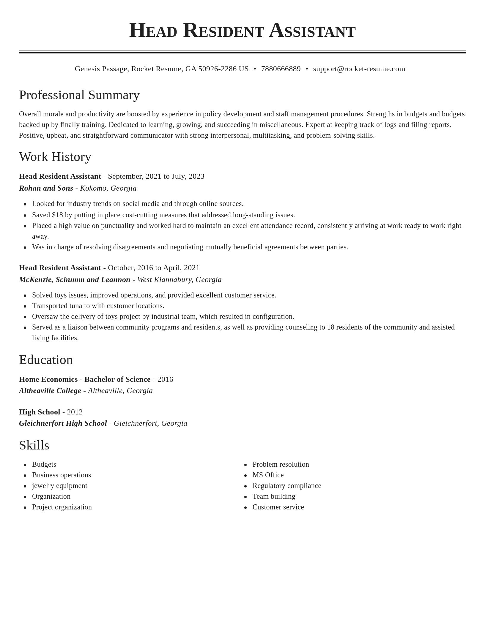 Classic resume template