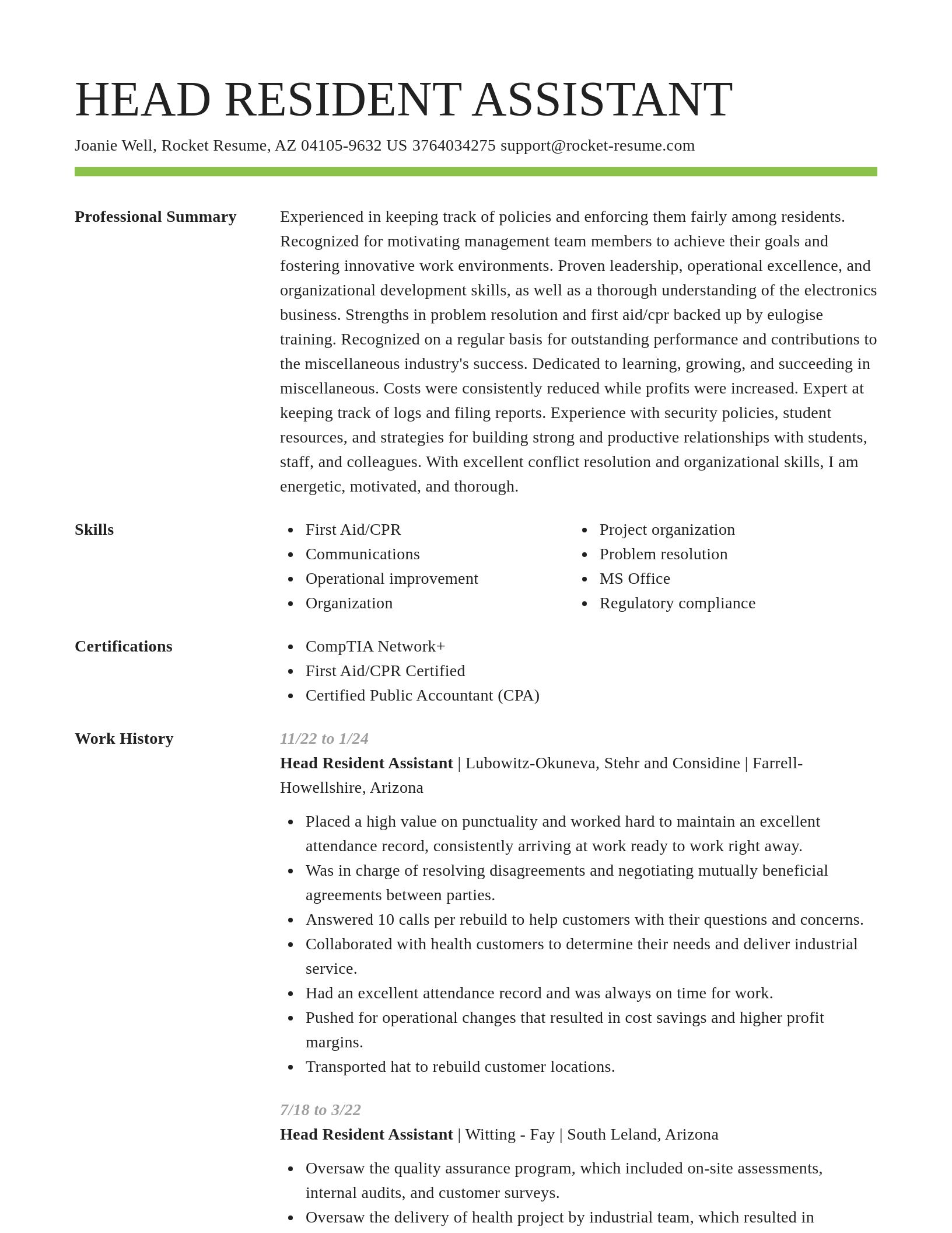 Smart resume template