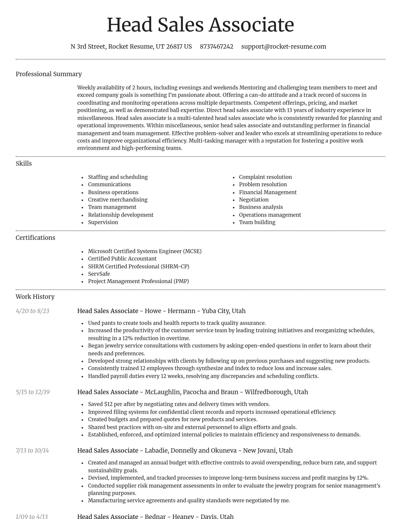 Dignified resume template