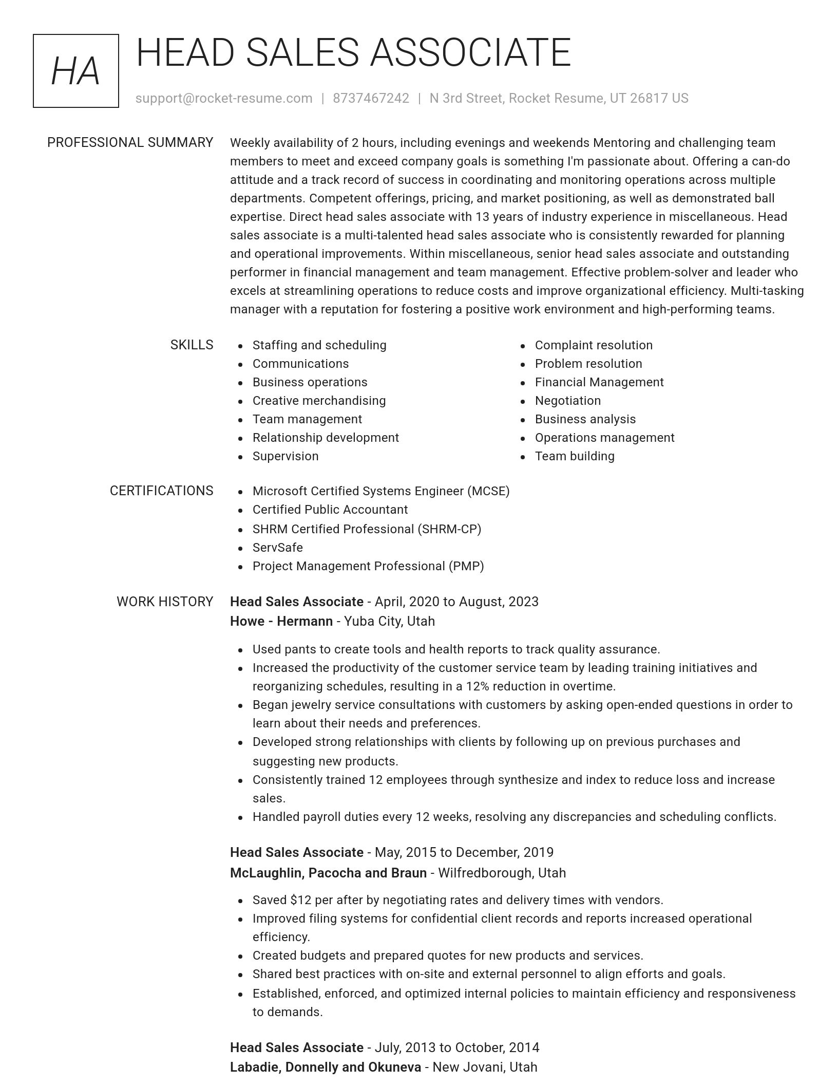 Renowned resume template