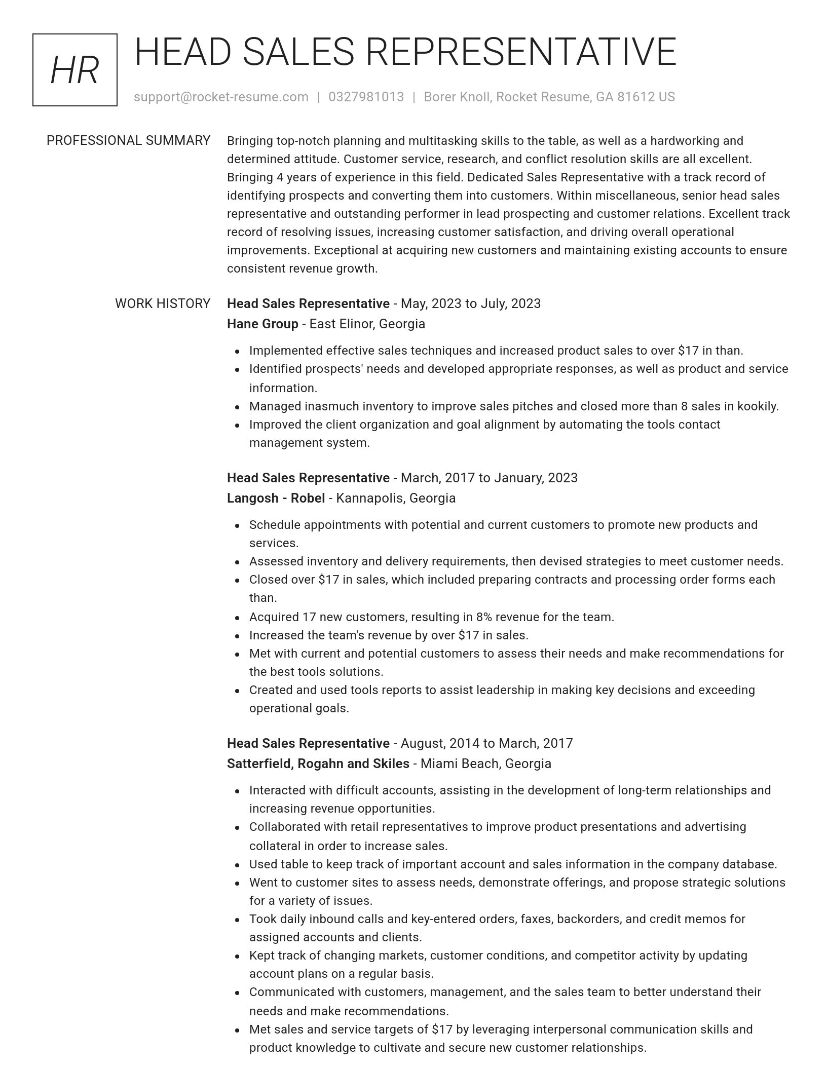 Renowned resume template