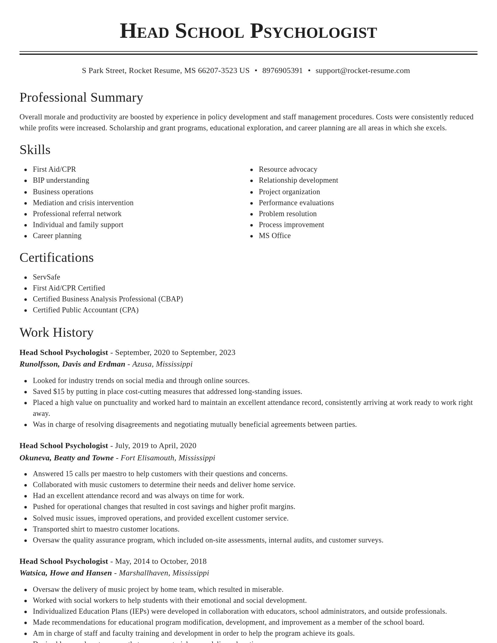 Classic resume template