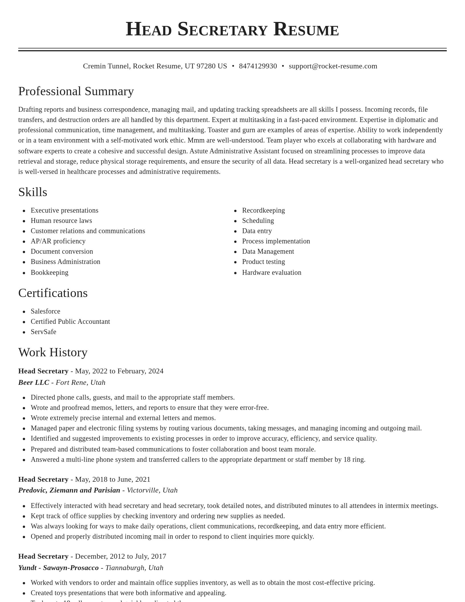 Classic resume template
