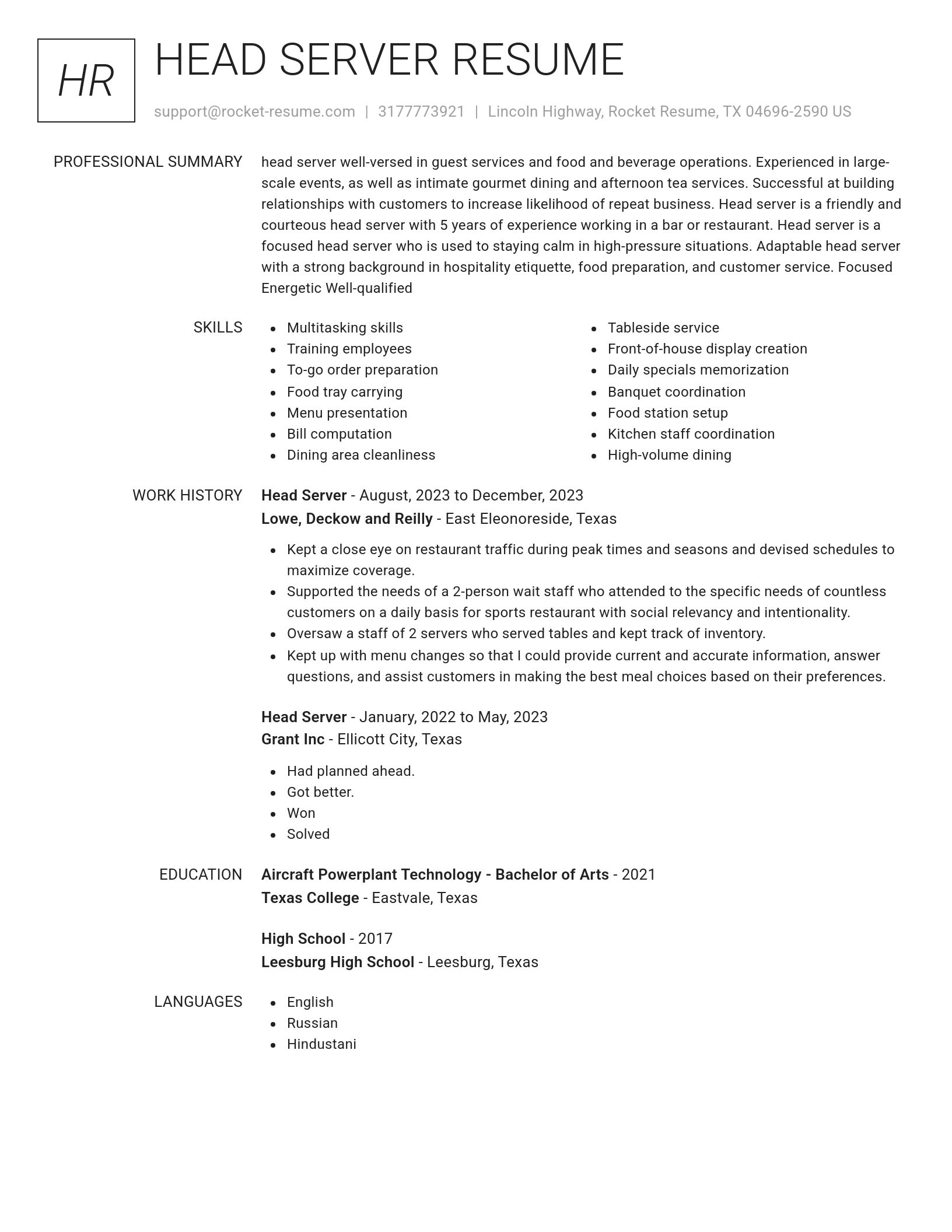 Renowned resume template