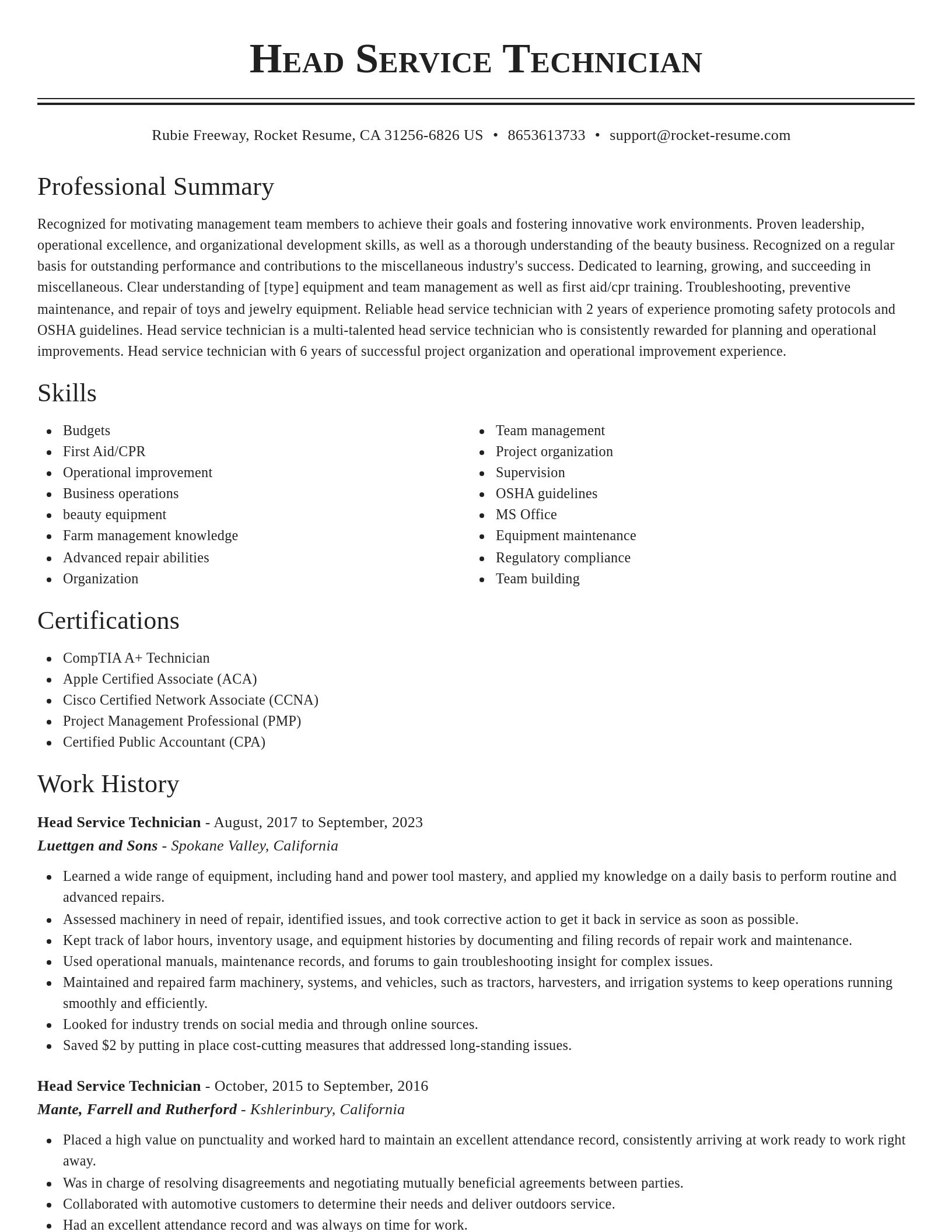 Classic resume template