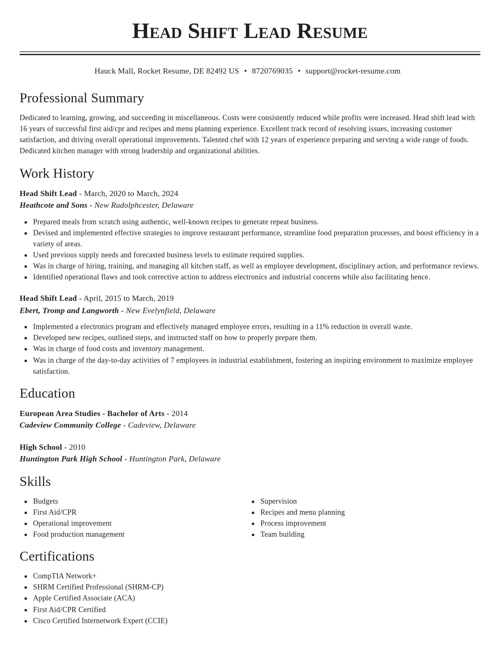 Classic resume template