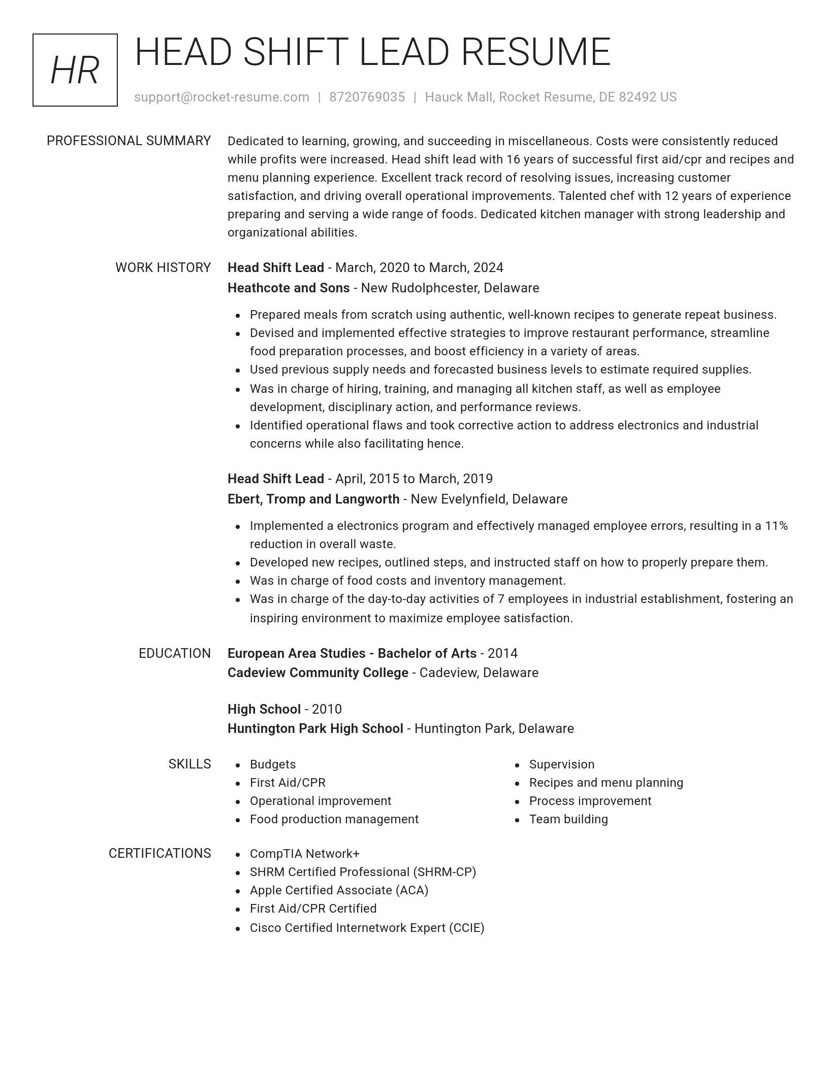 Renowned resume template