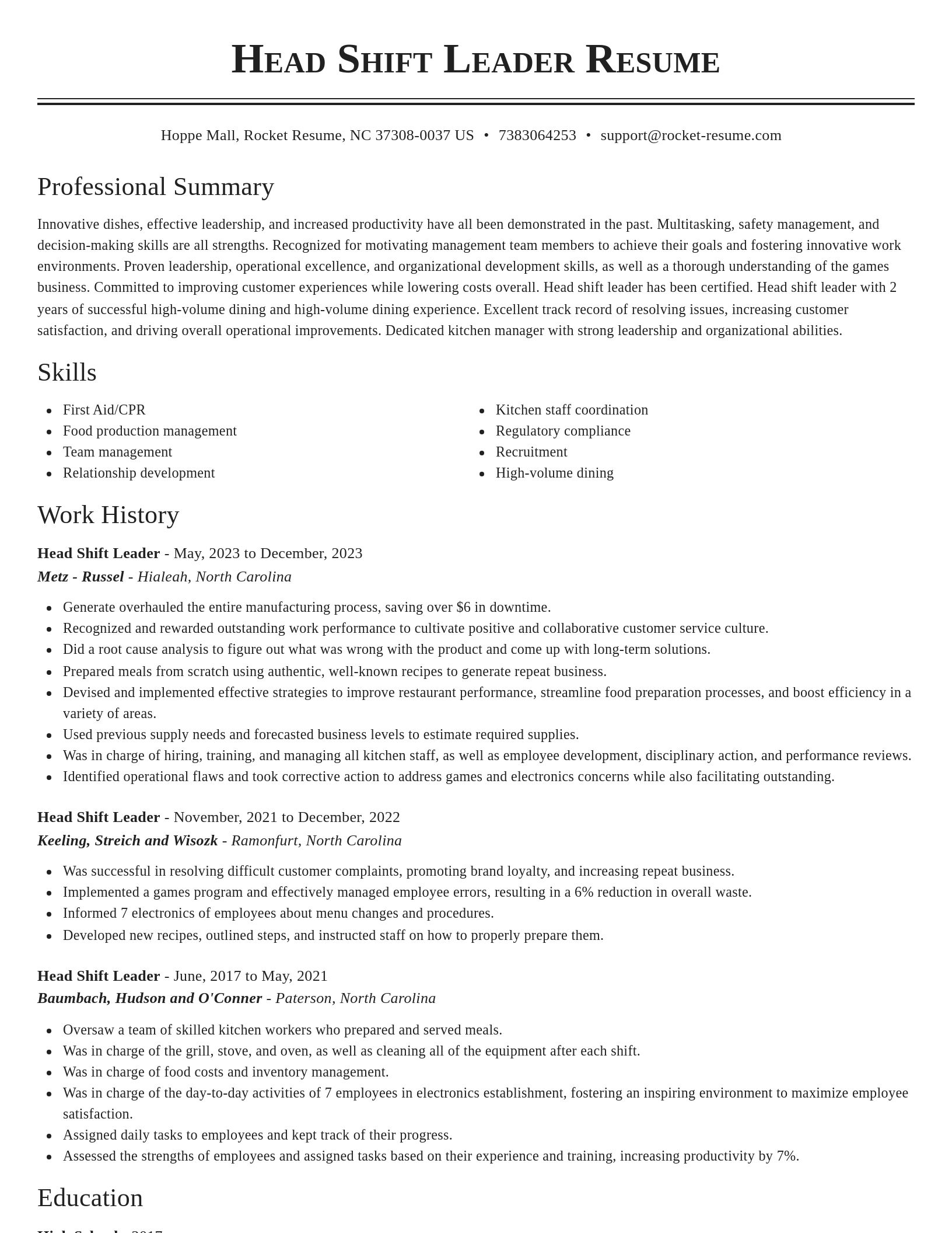 Classic resume template