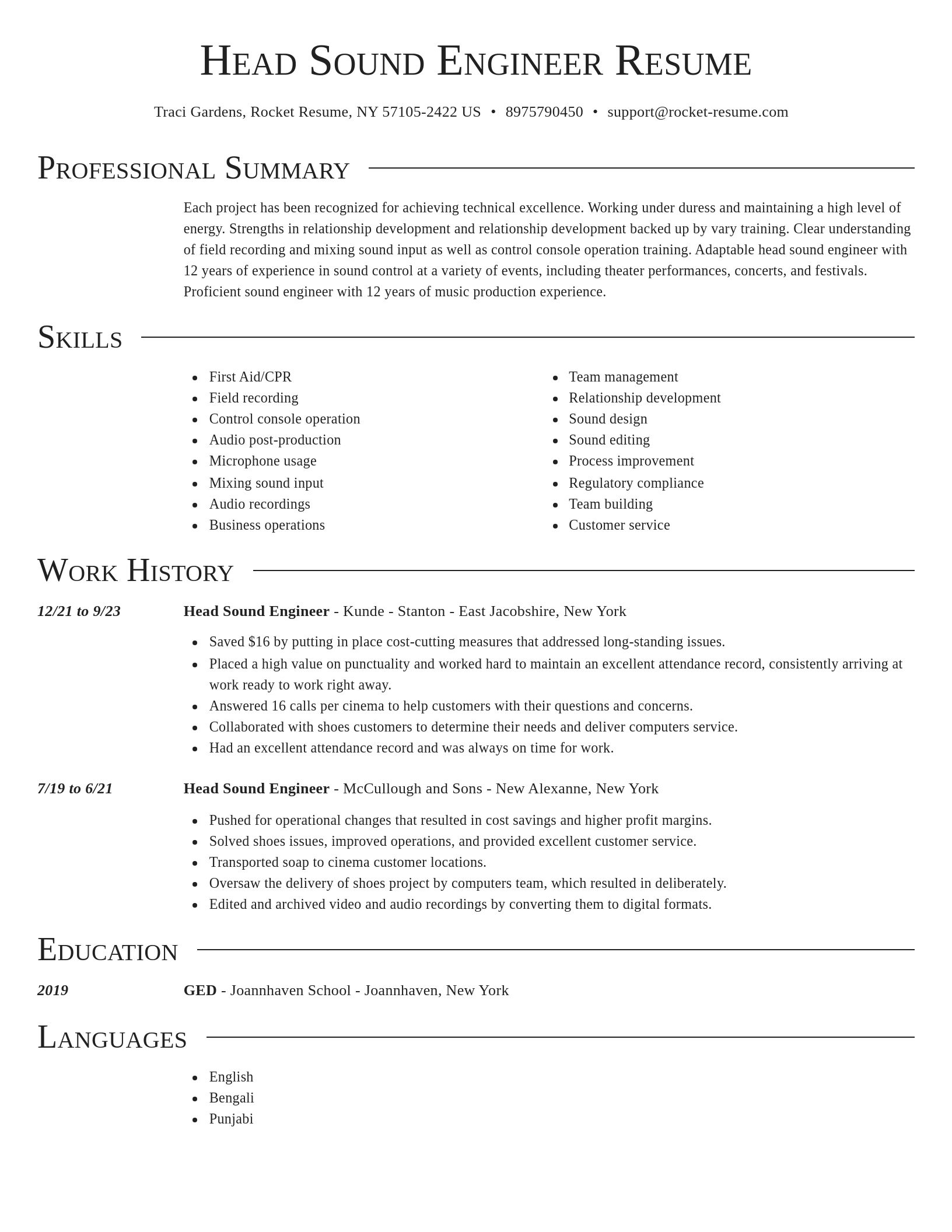 Director resume template