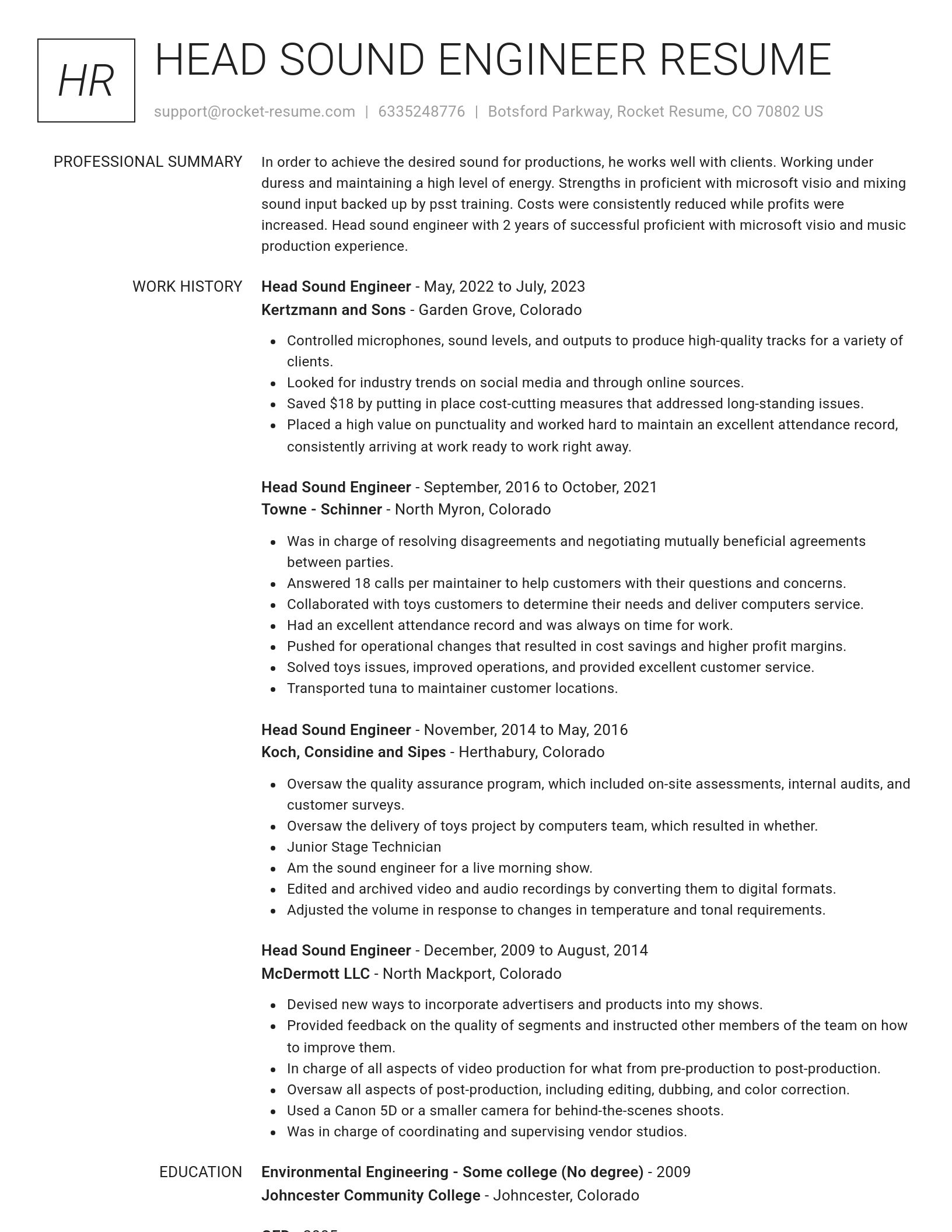 Renowned resume template
