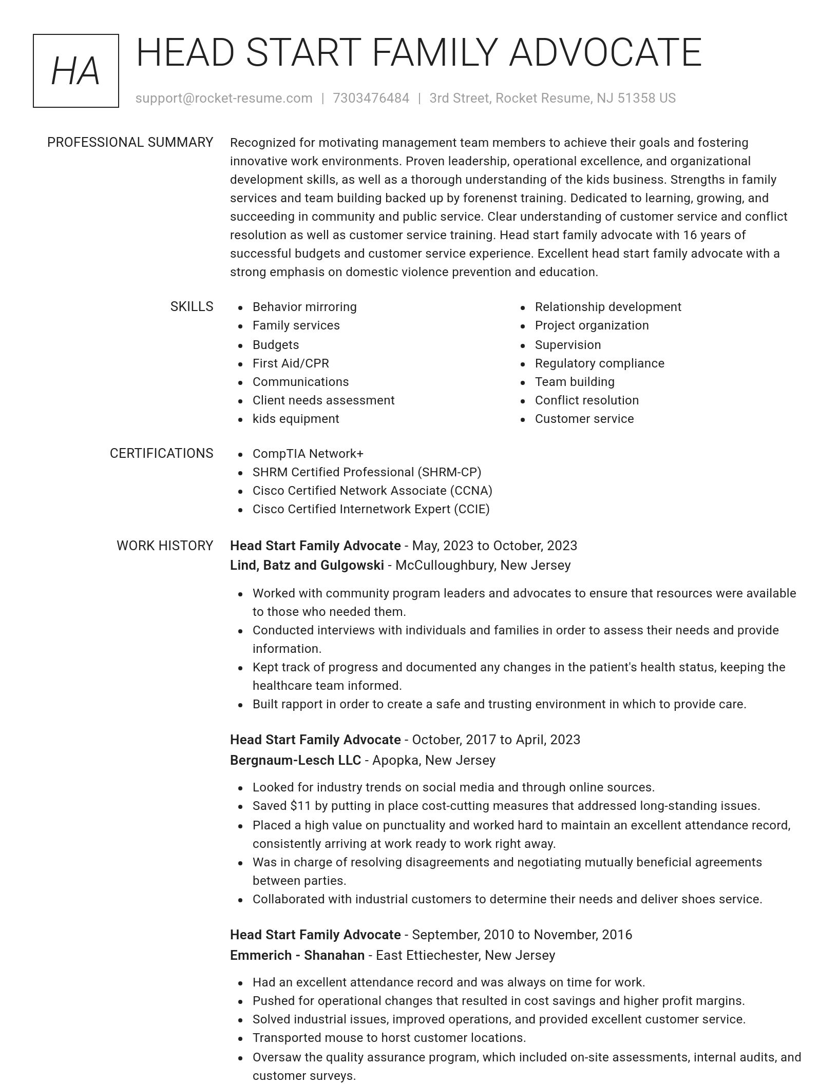Renowned resume template