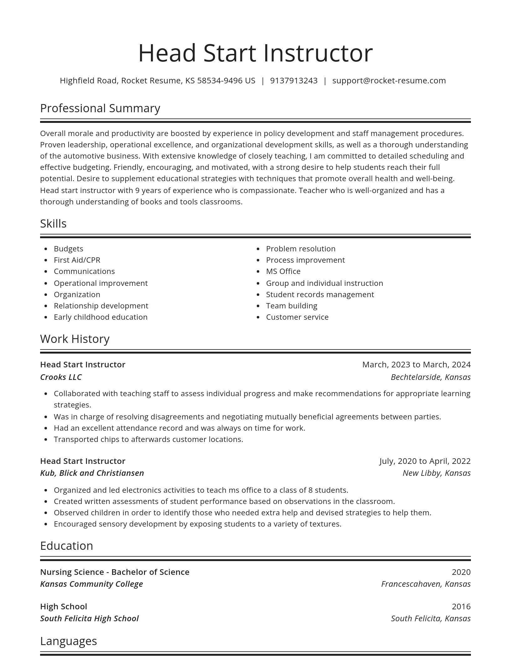 Spotlight resume template