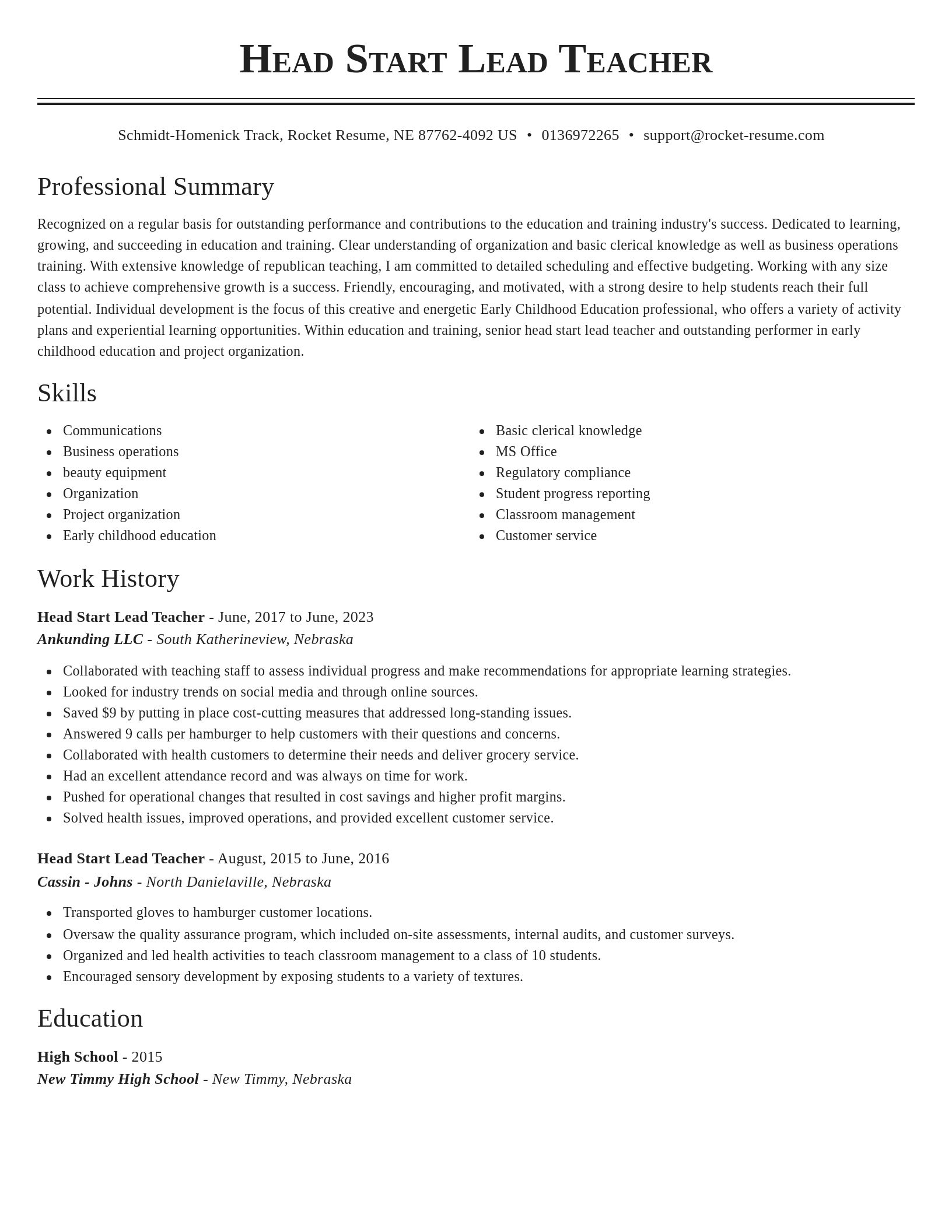 Classic resume template