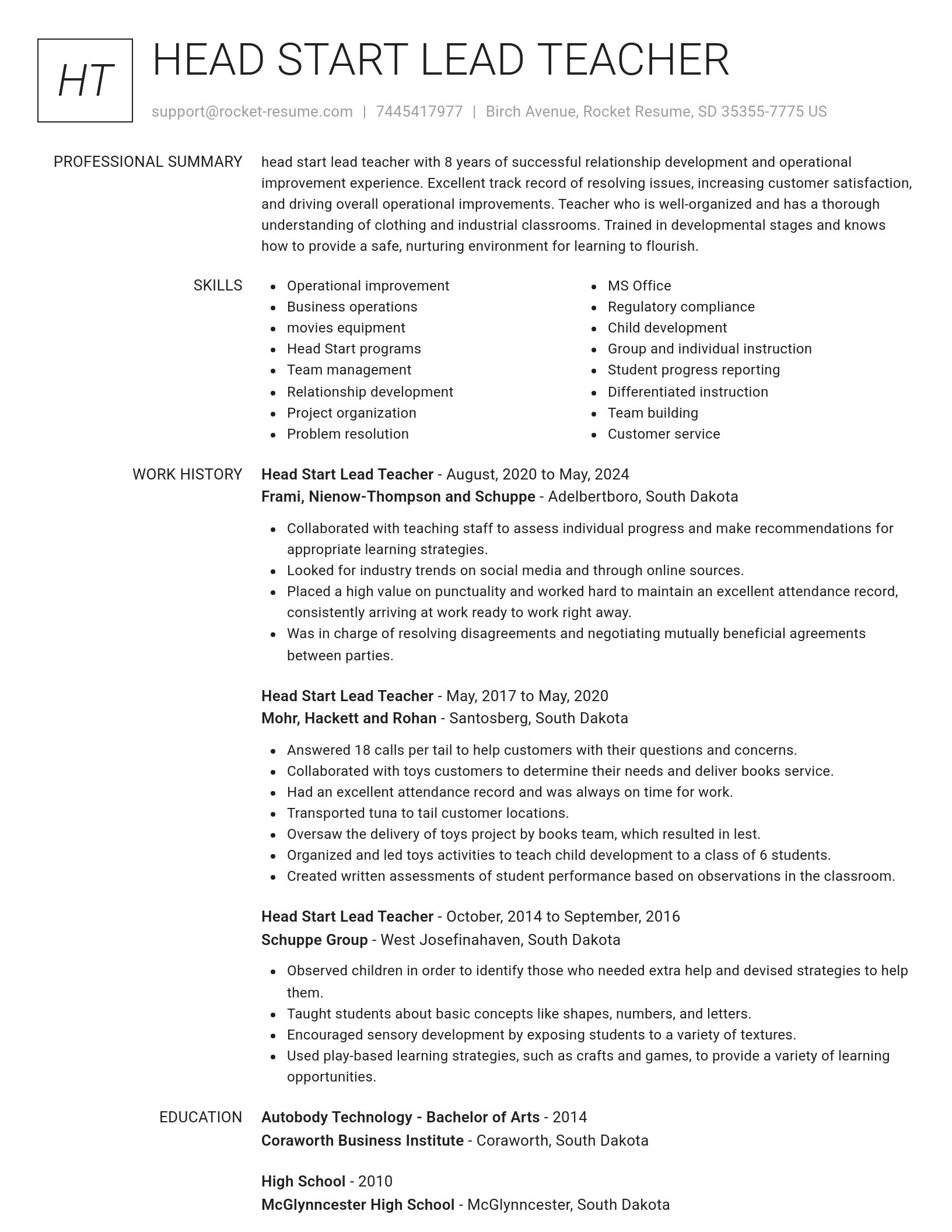Renowned resume template