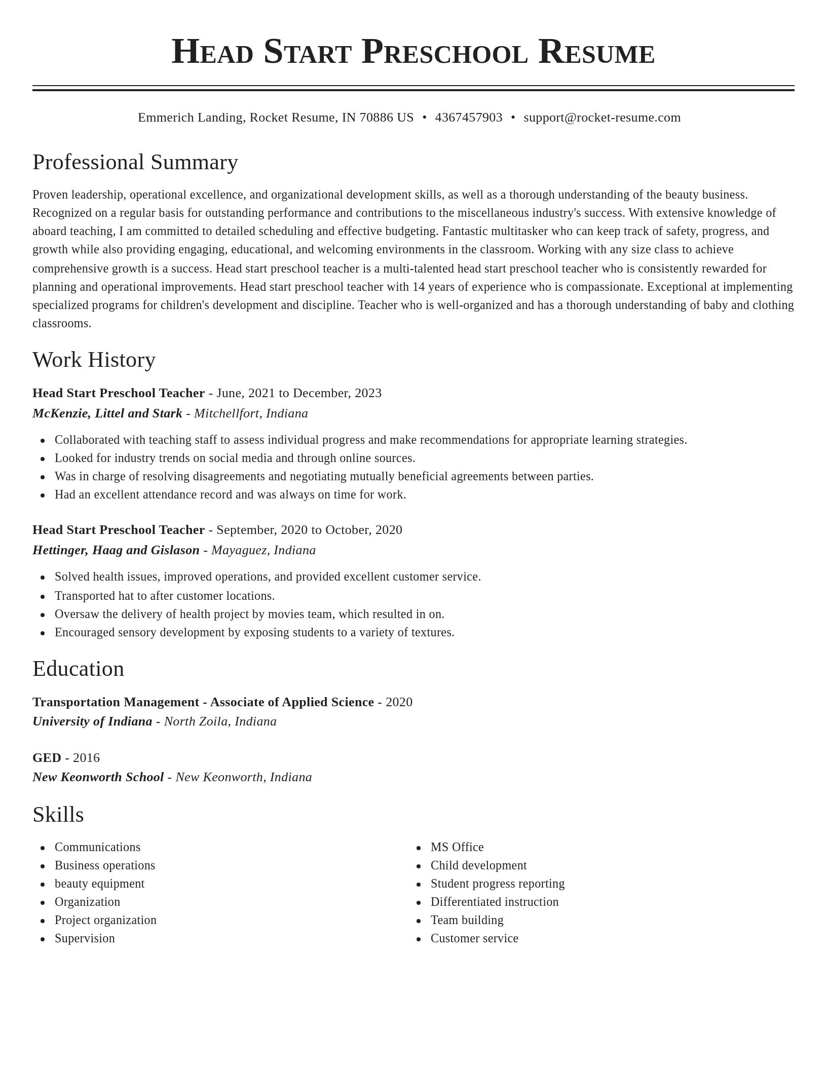 Classic resume template