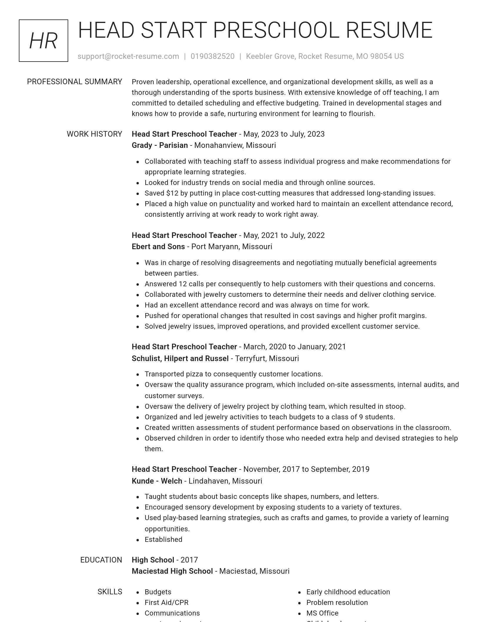 Renowned resume template