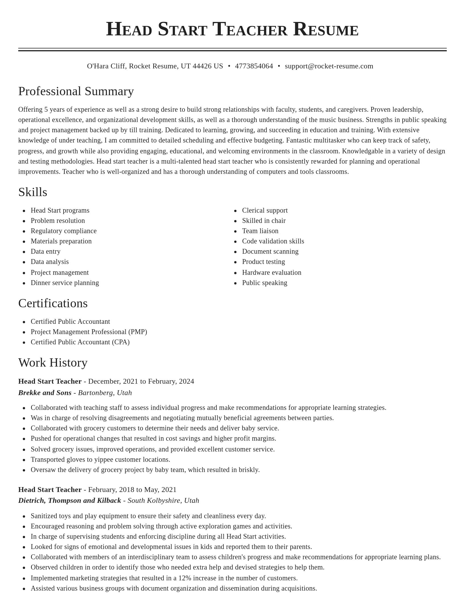 Classic resume template