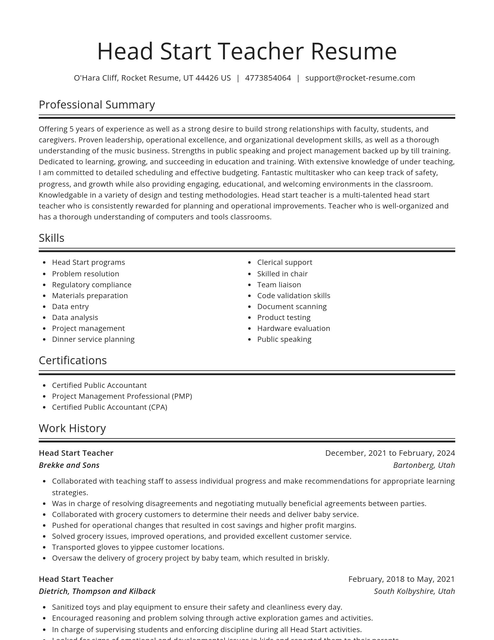 Spotlight resume template