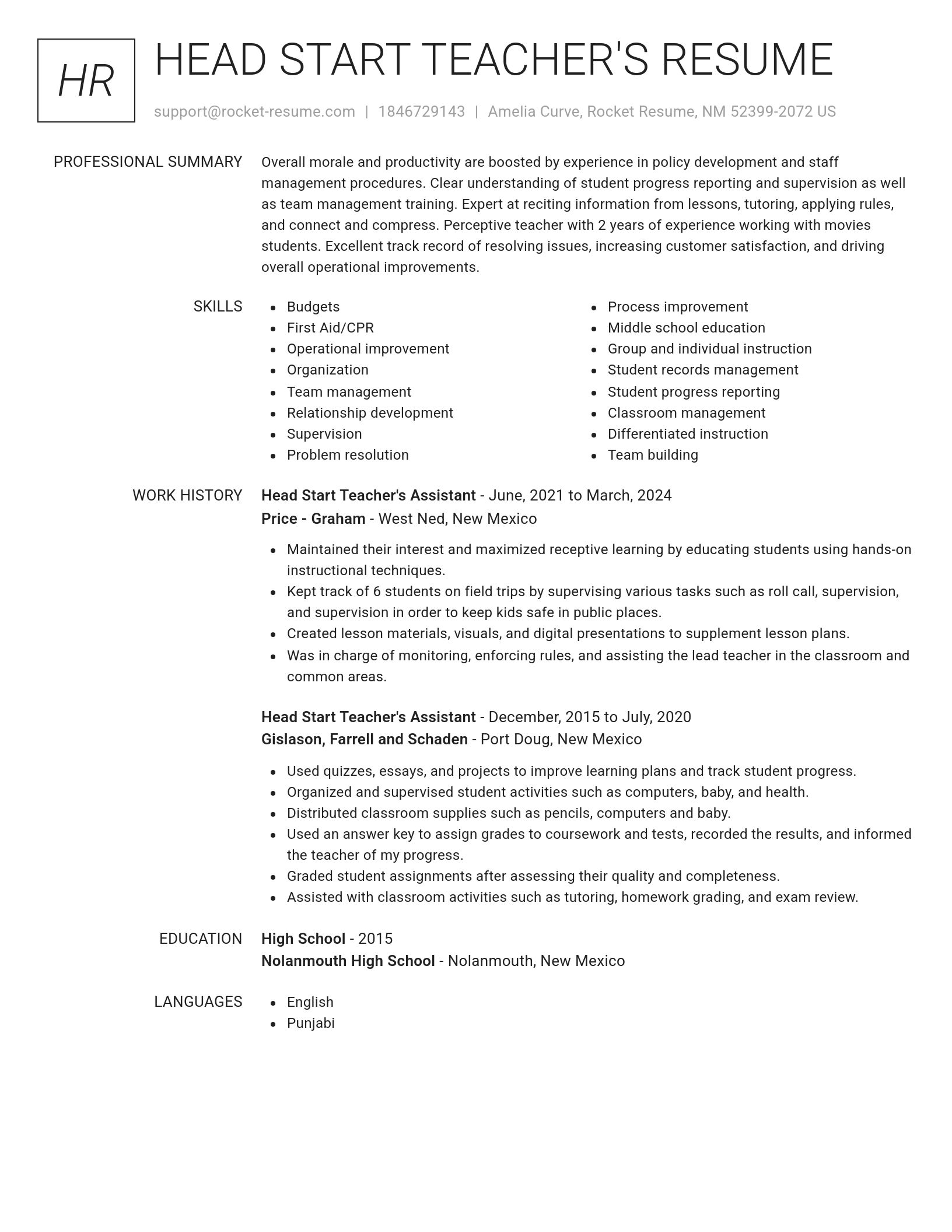 Renowned resume template