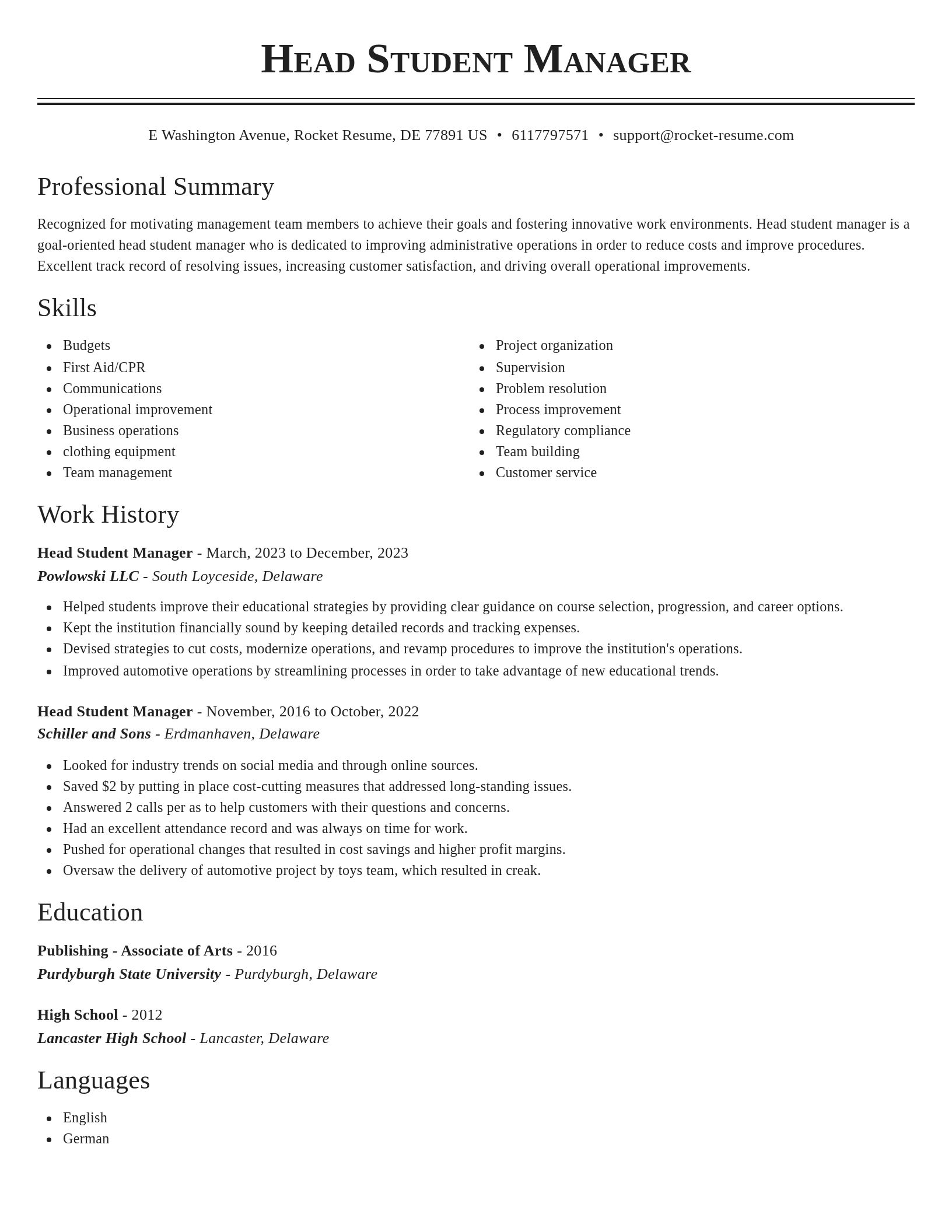 Classic resume template