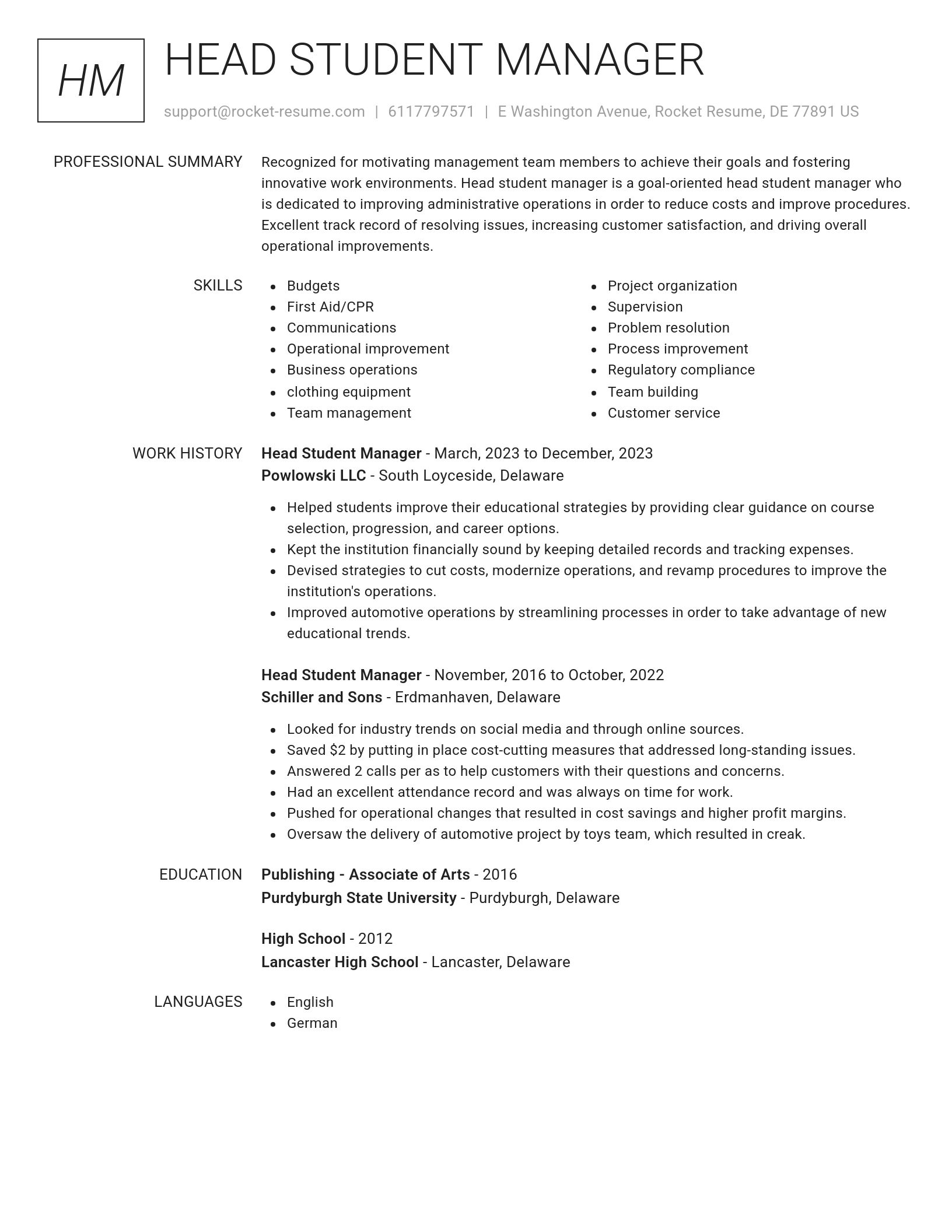 Renowned resume template
