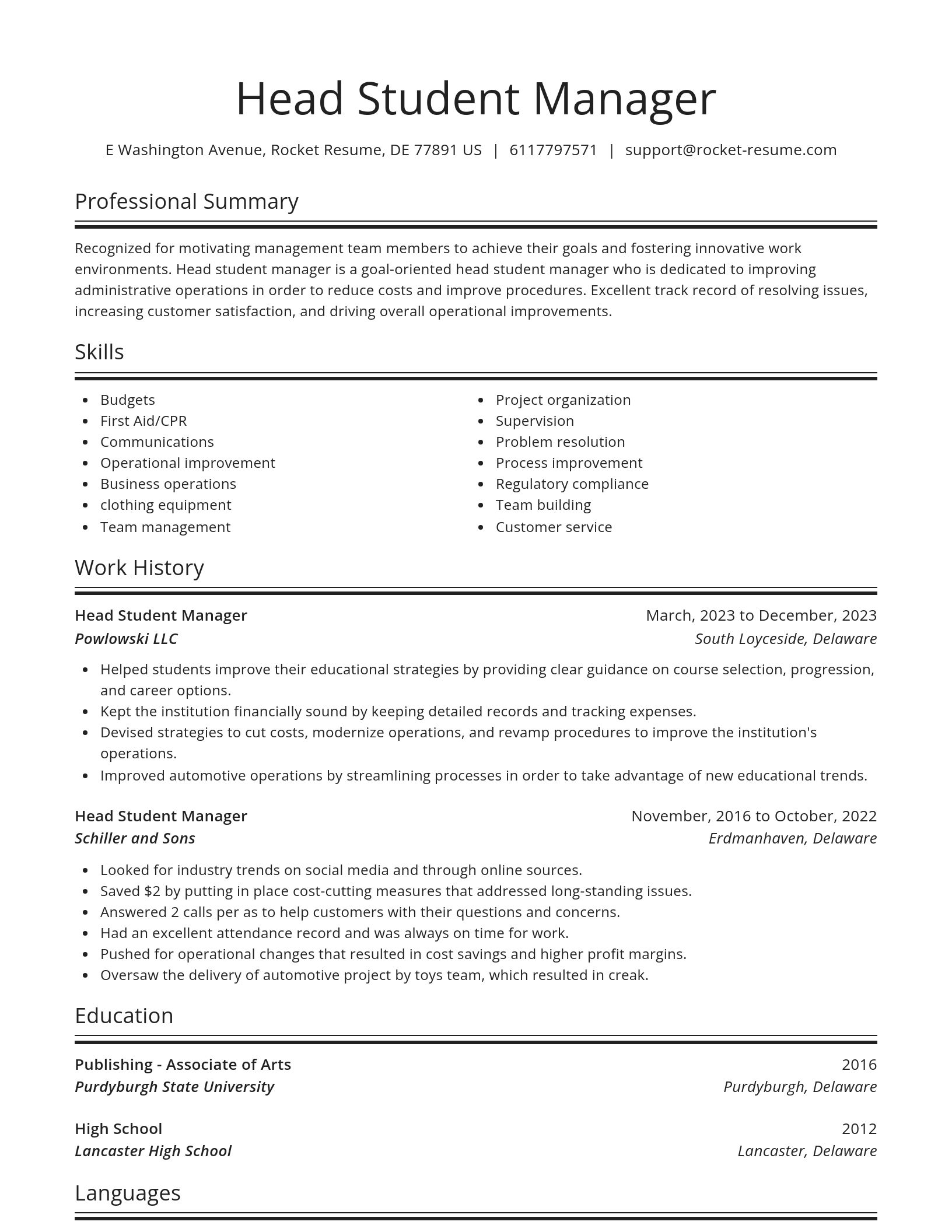 Spotlight resume template