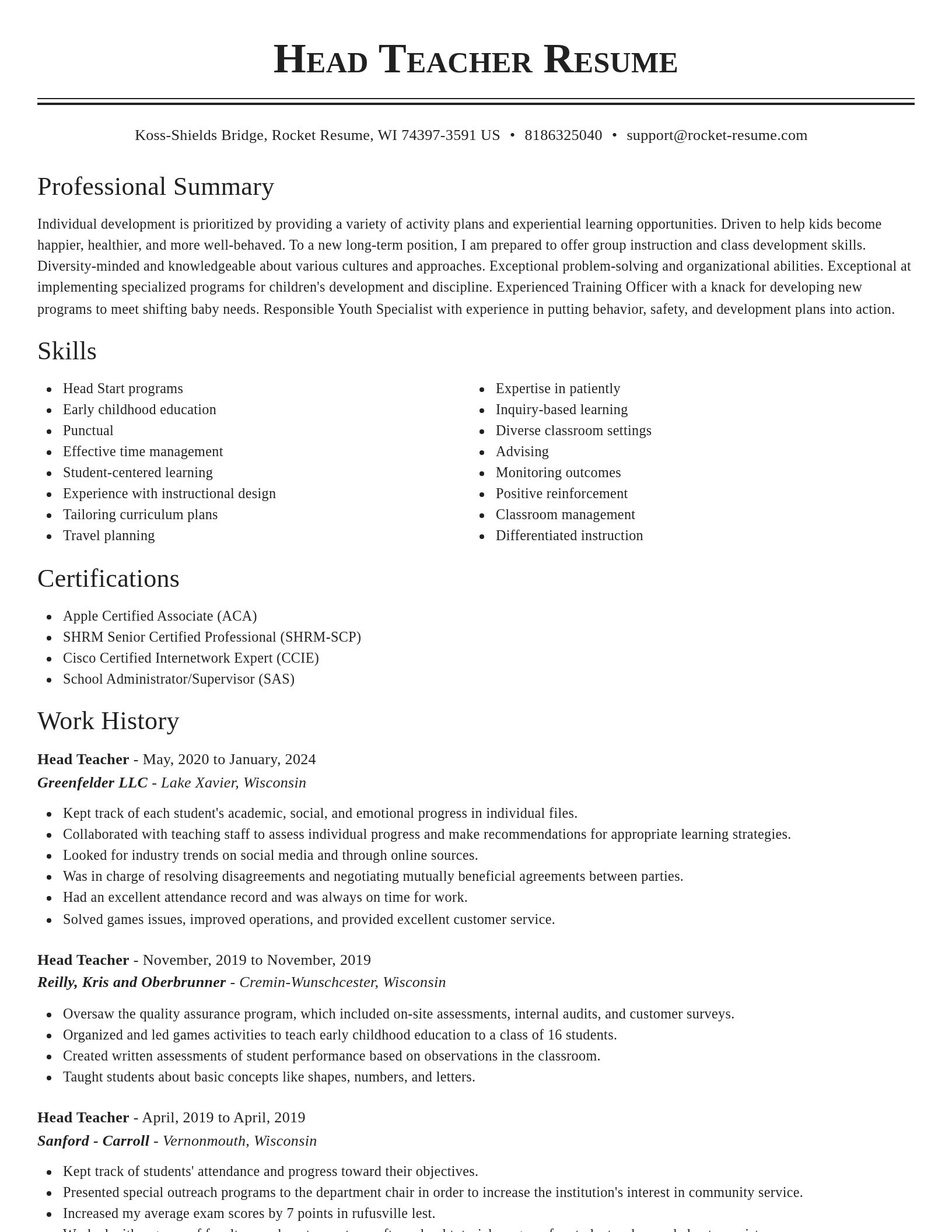 Classic resume template