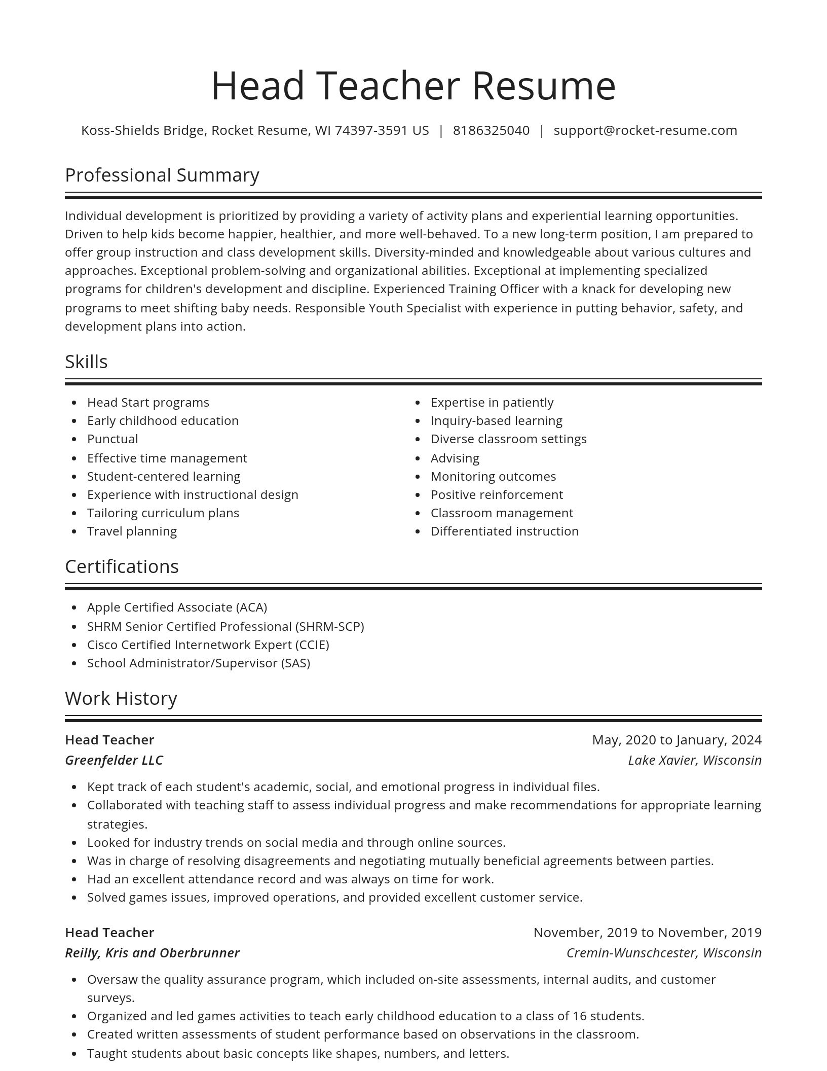 Spotlight resume template