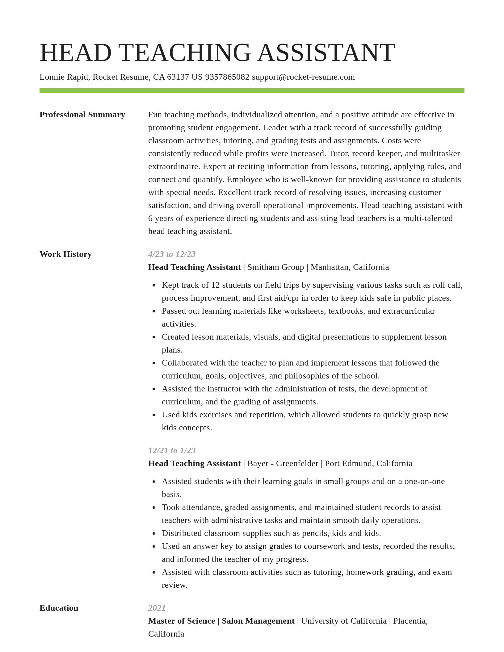 Smart resume template