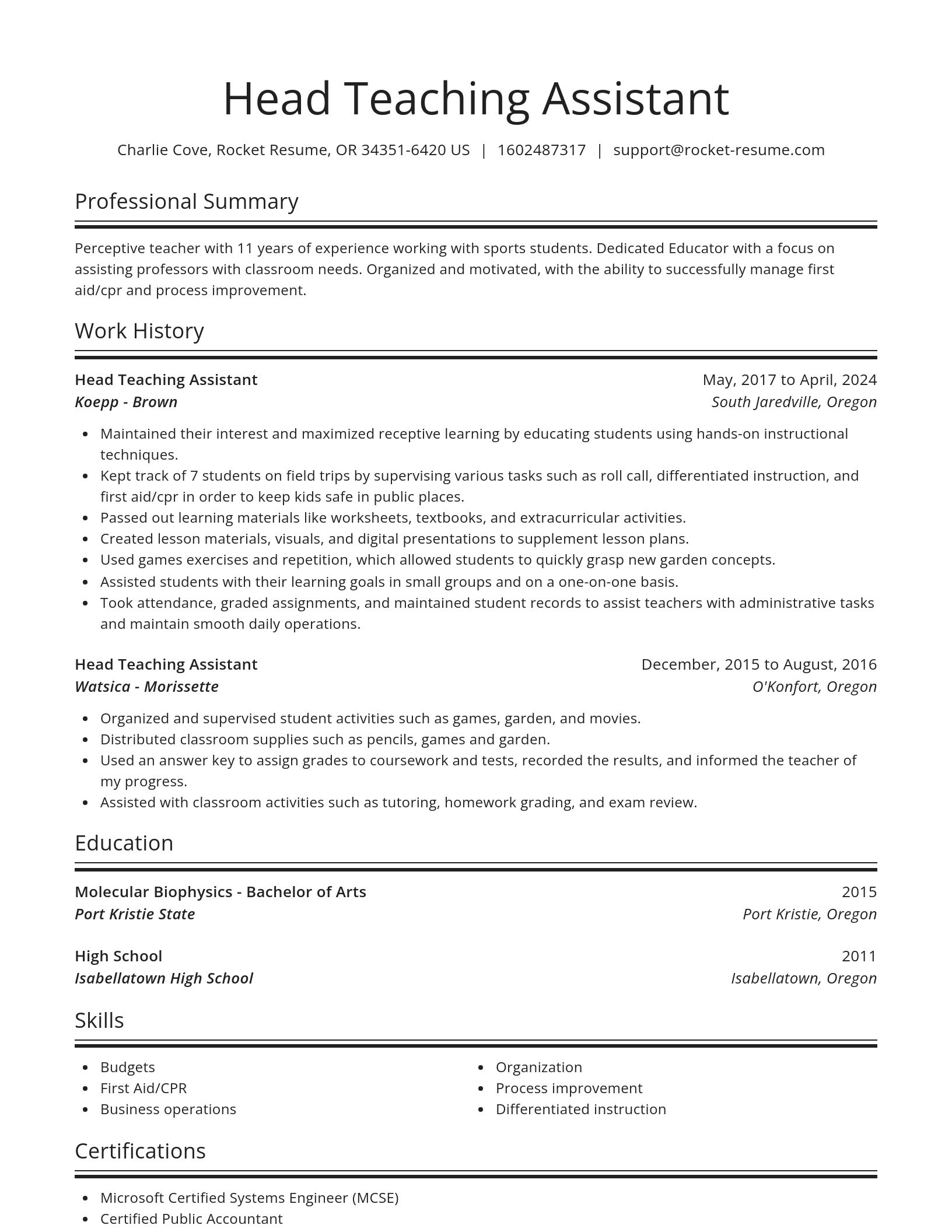 Spotlight resume template