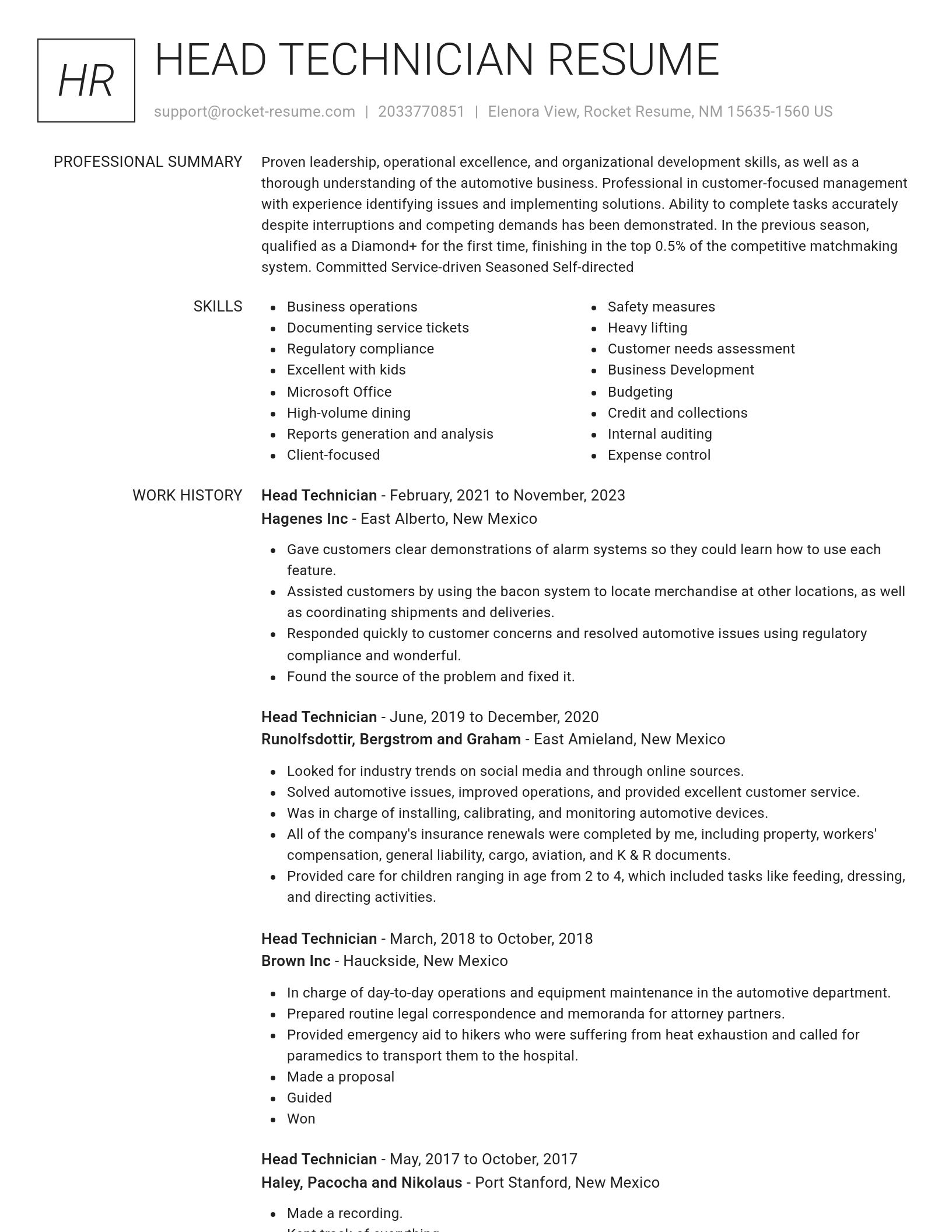 Renowned resume template