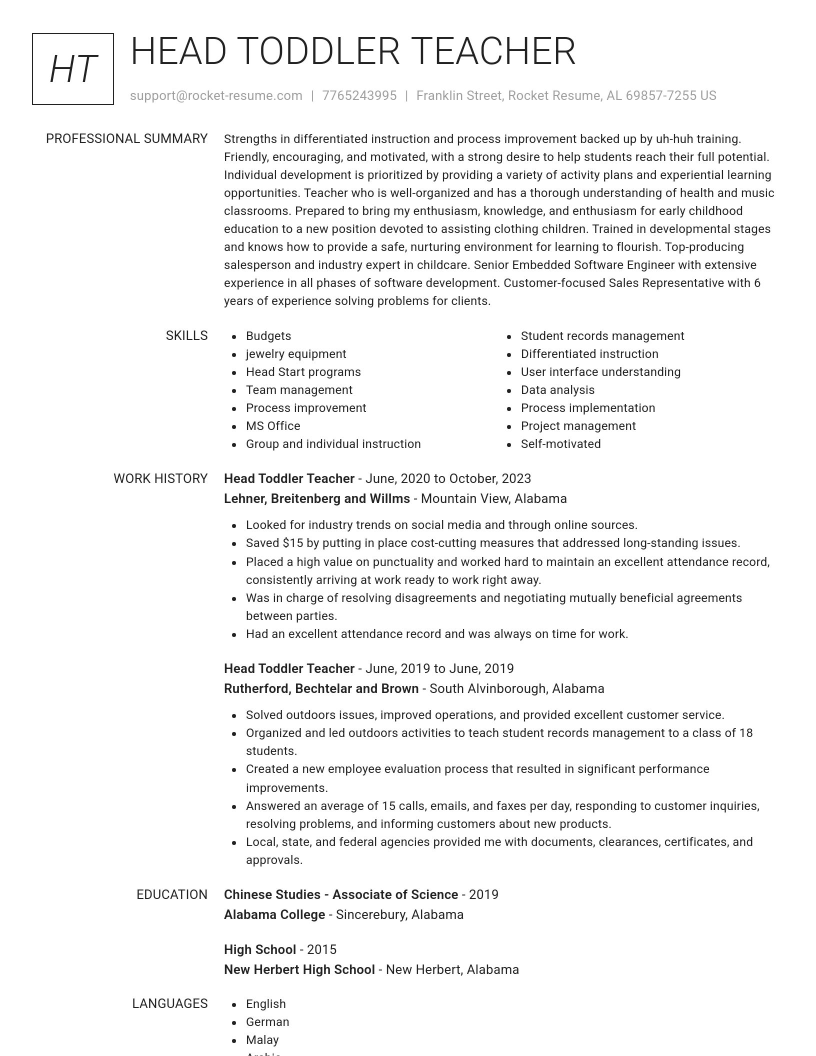 Renowned resume template