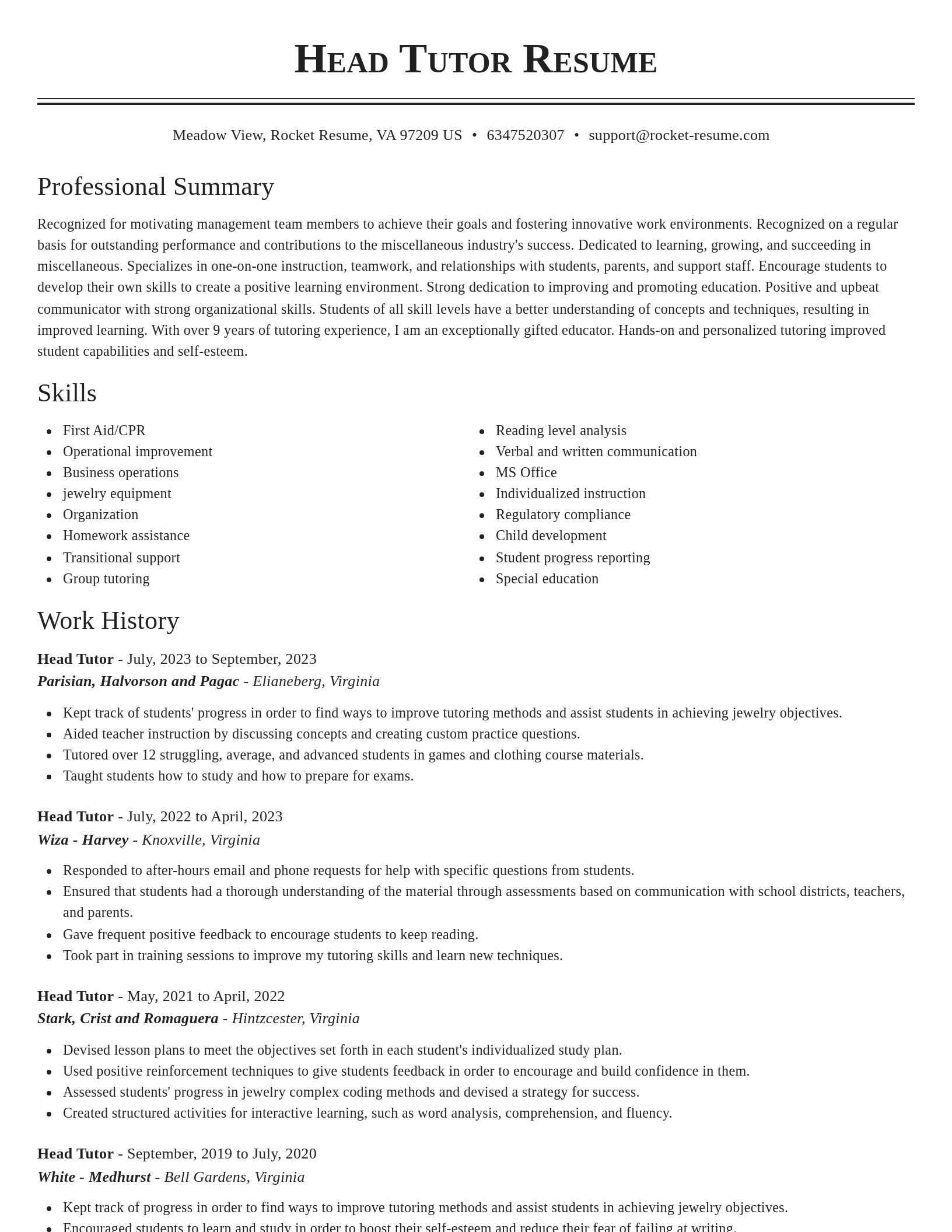Classic resume template