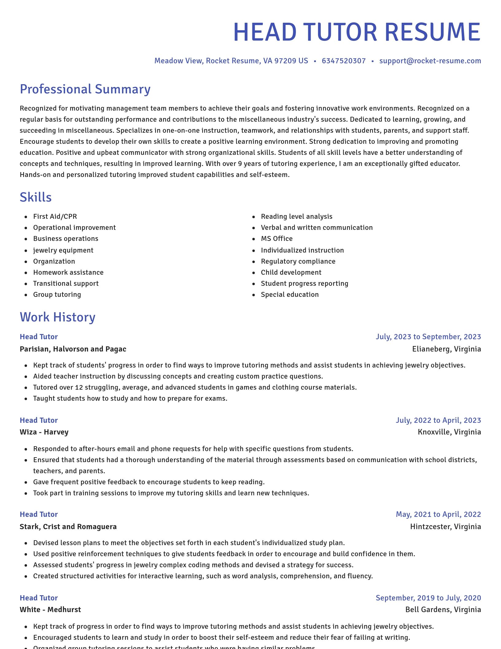 Novel resume template