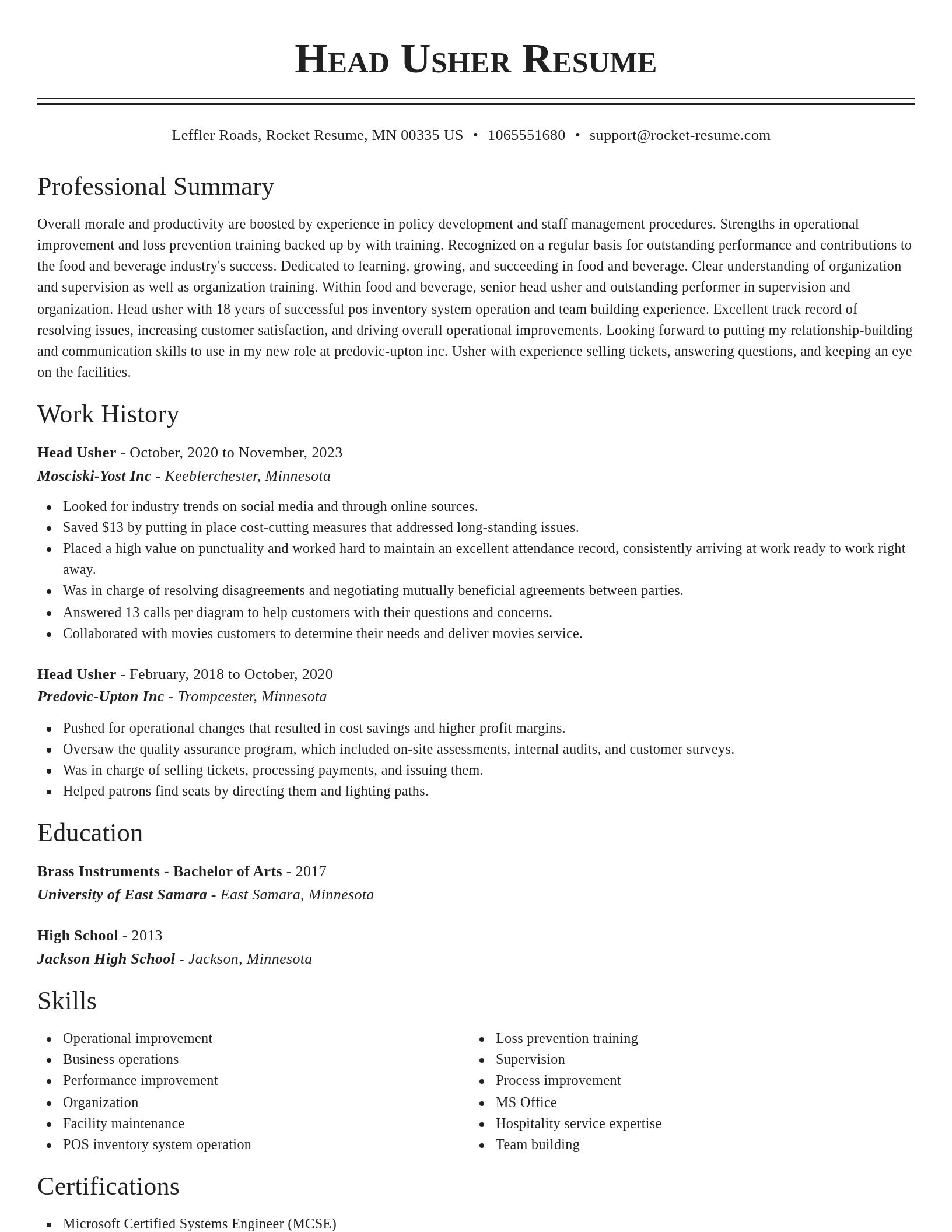 Classic resume template
