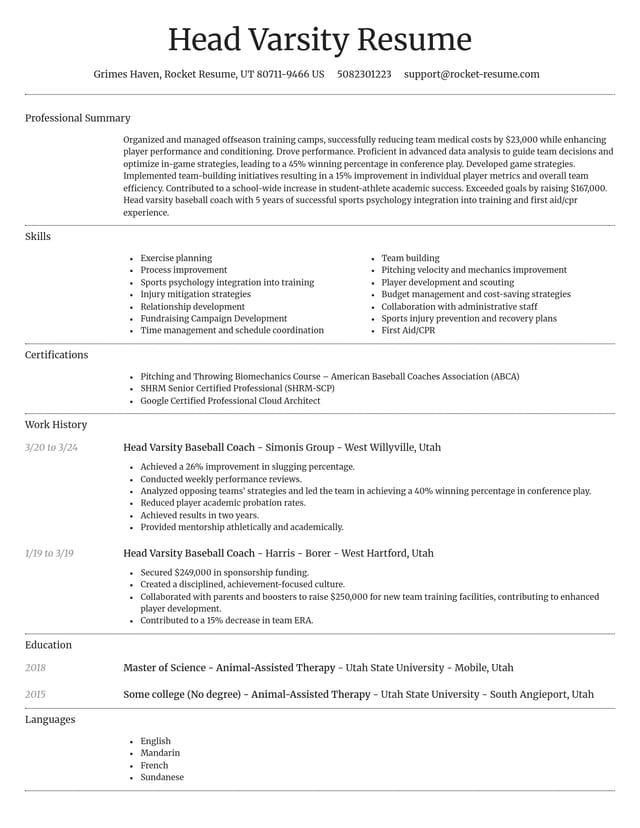 Dignified resume template