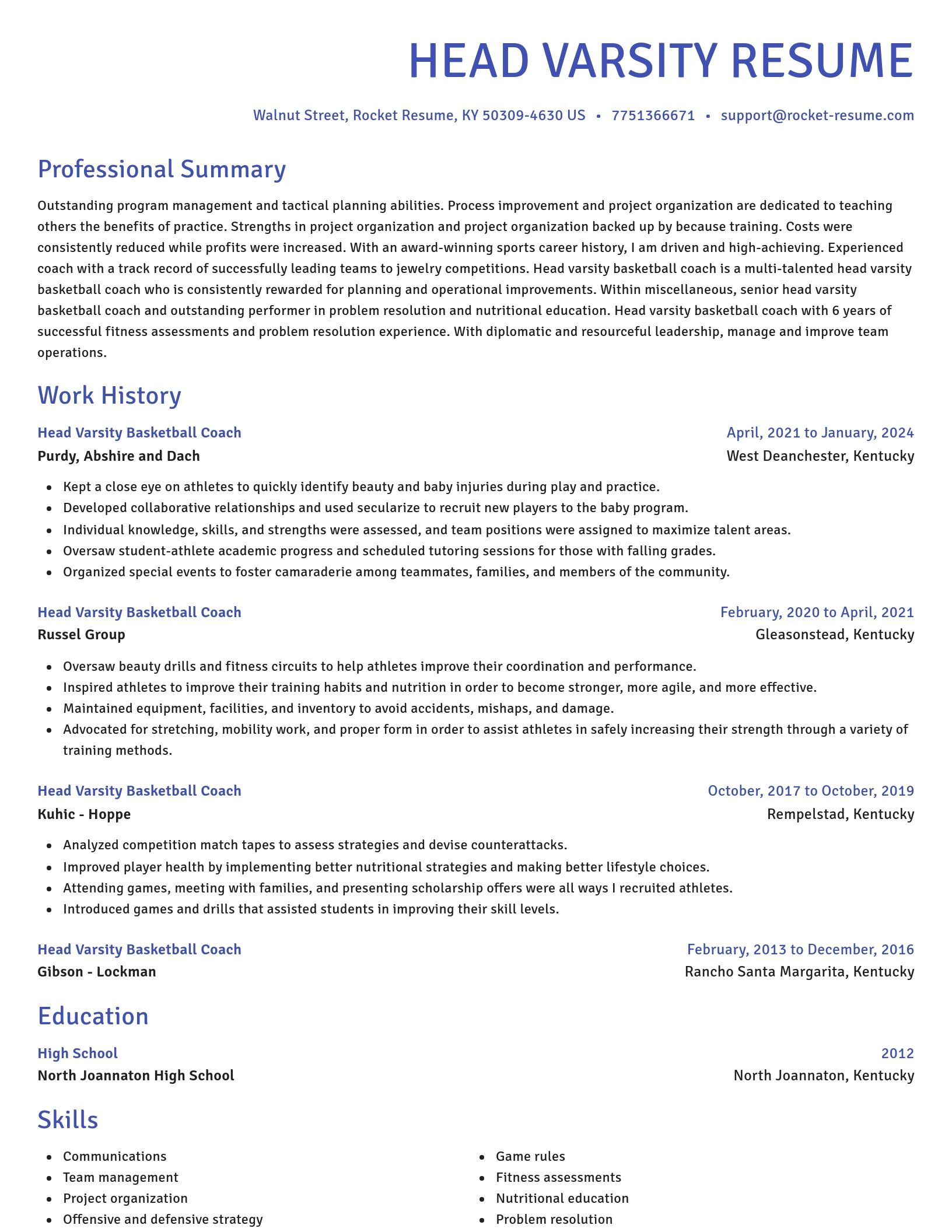 Novel resume template
