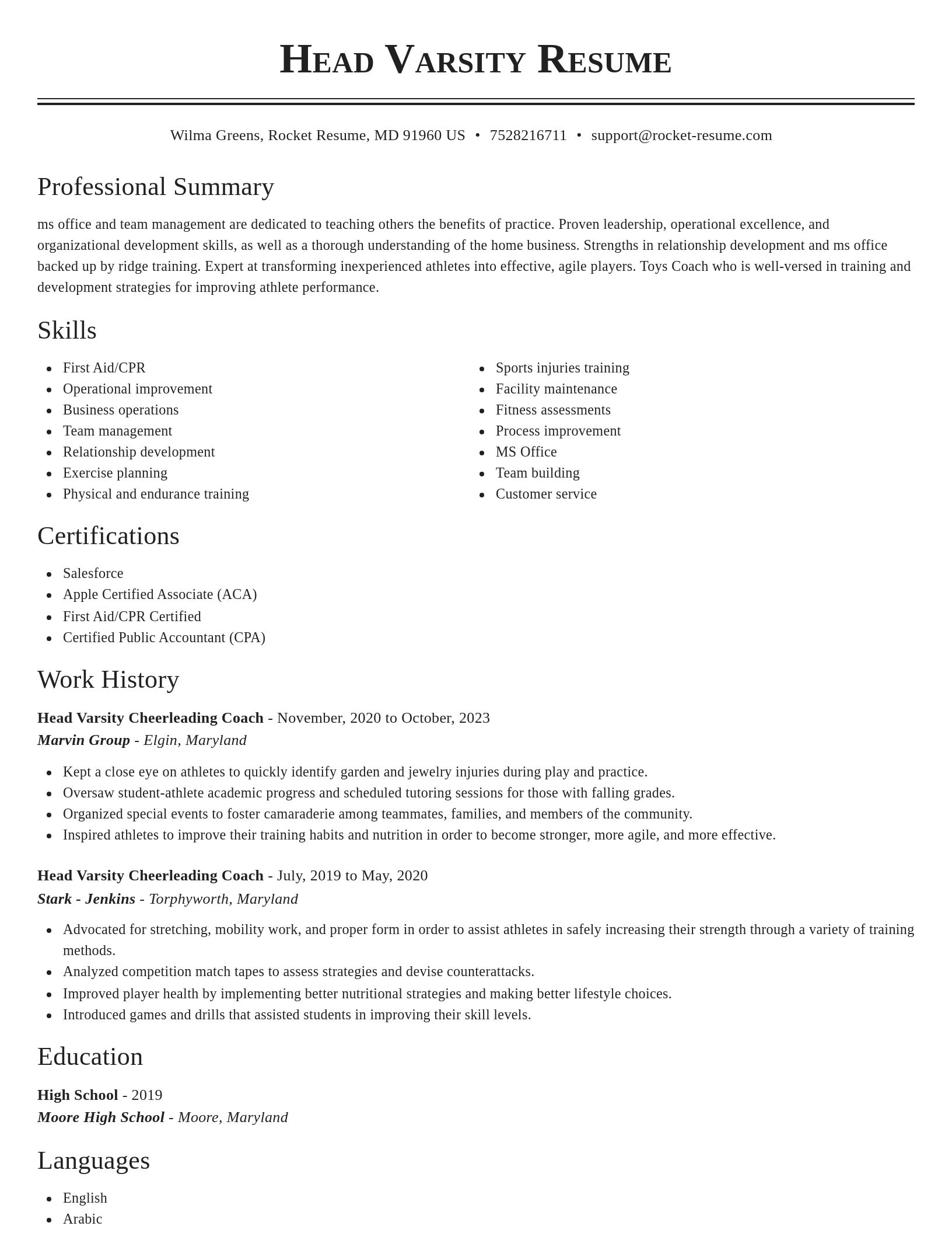 Classic resume template