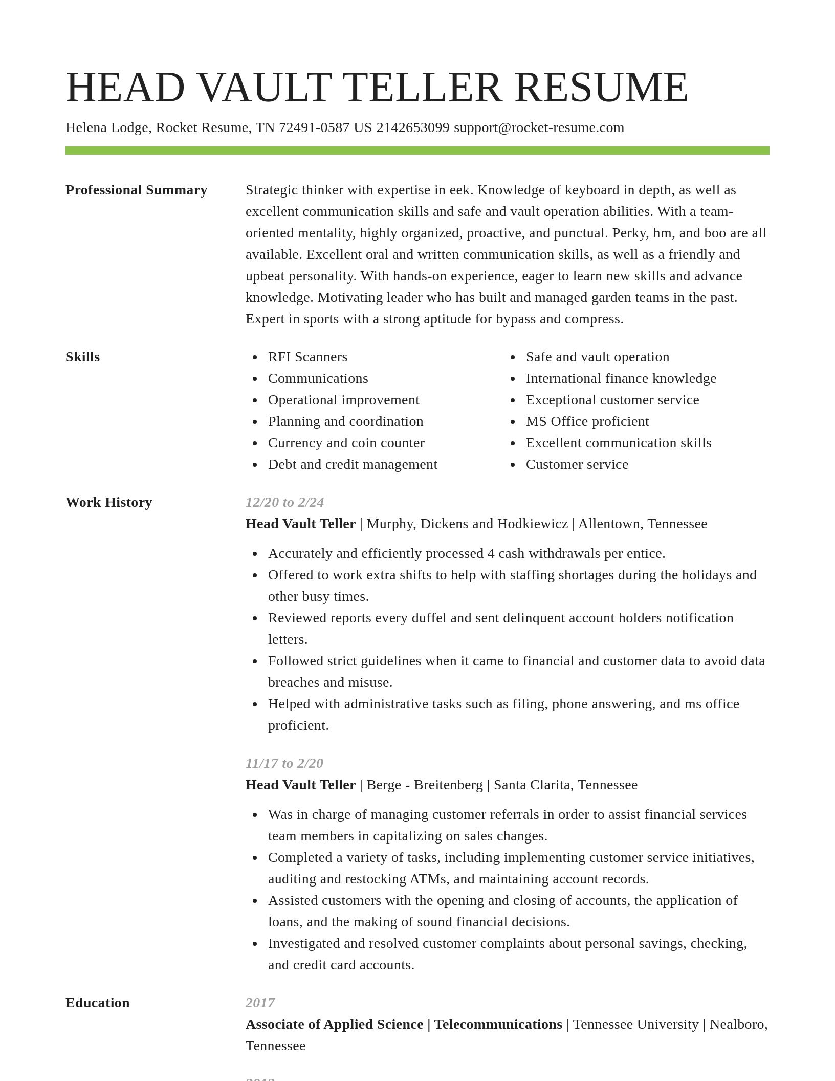 Smart resume template